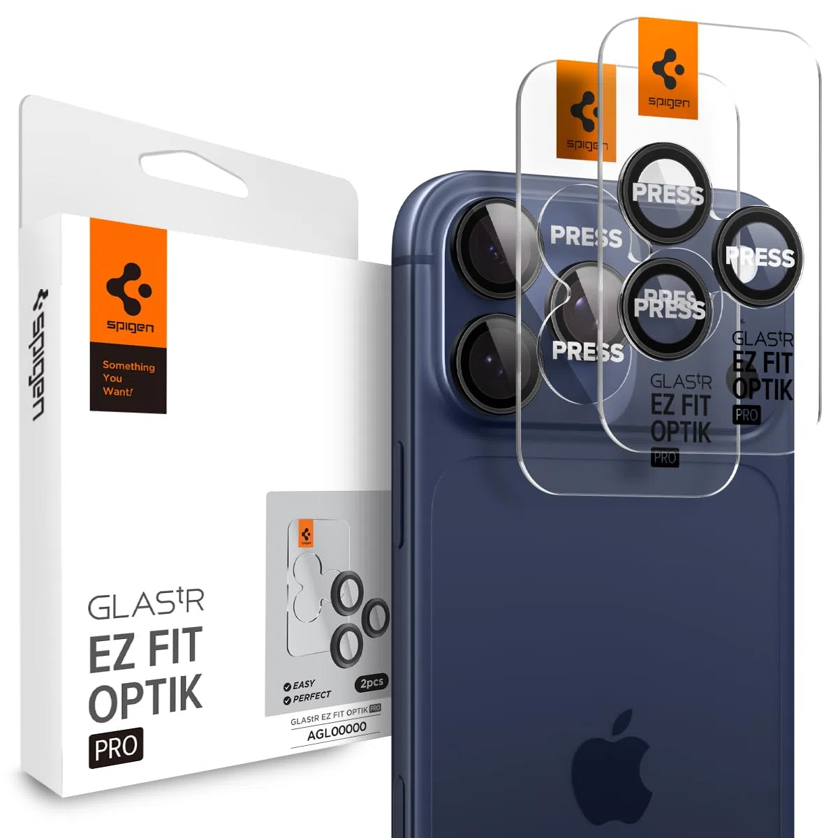 Spigen Protezione Fotocamera compatibile con iPhone 15/16/17 Pro, iPhone 15/16/17 Pro Max, 2 Pezzi, Titanio nero, Anello Individuale, Durezza 9H Pellicola prottetiva