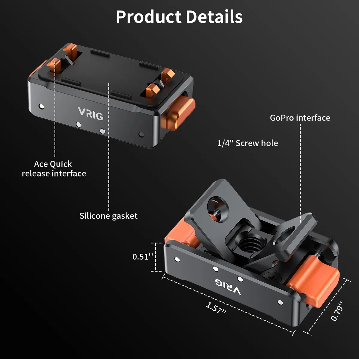 VRIG AC-10 - Base magnetica per Insta 360 Ace/Ace Pro 2/X5, adattatore magnetico a sgancio rapido, supporto per treppiede in metallo, con filo da 1/4" e supporto pieghevole