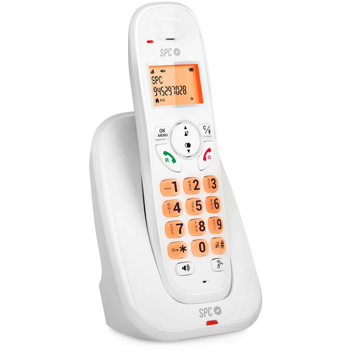 SPC Kairo – Telefoni fisso cordless, tasti e display illuminati, identificazione chiamante, volume extra, compatibilità GAP, modalità eco, blocco chiamate, vivavoce, rubrica 30 contatti – Bianco