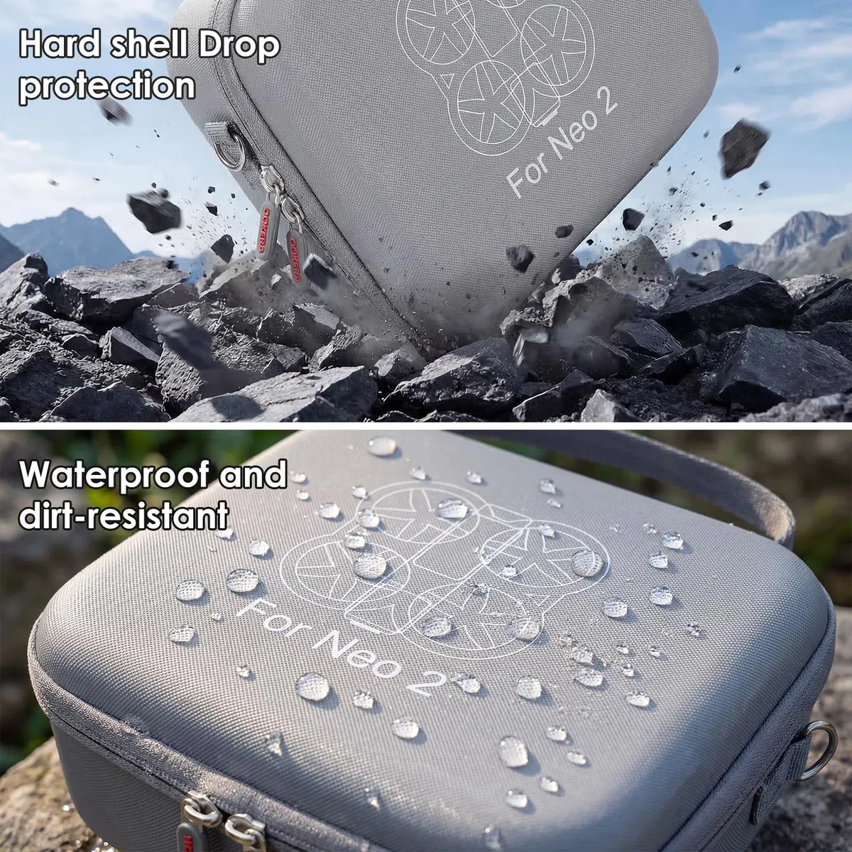 Borsa porta drone per DJI Neo 2, custodia rigida impermeabile per DJI Neo 2, borsa da viaggio in PU portatile e compatta con tracolla