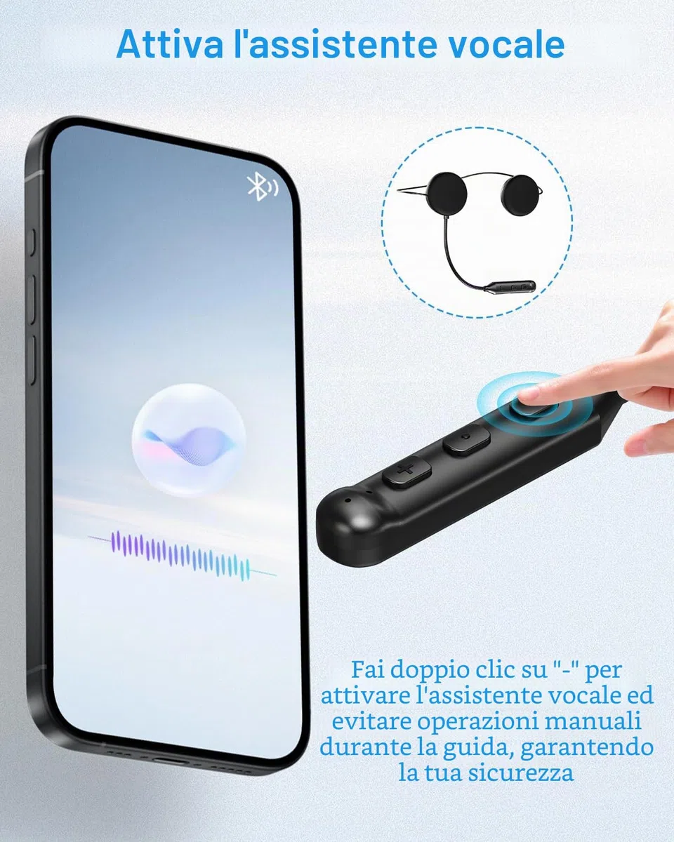 Auricolare Bluetooth Moto Bt5.3, Autonomia 16 Ore, Chiamata Vivavoce Microfono, Controllo Chiamata, Riduzione Rumore