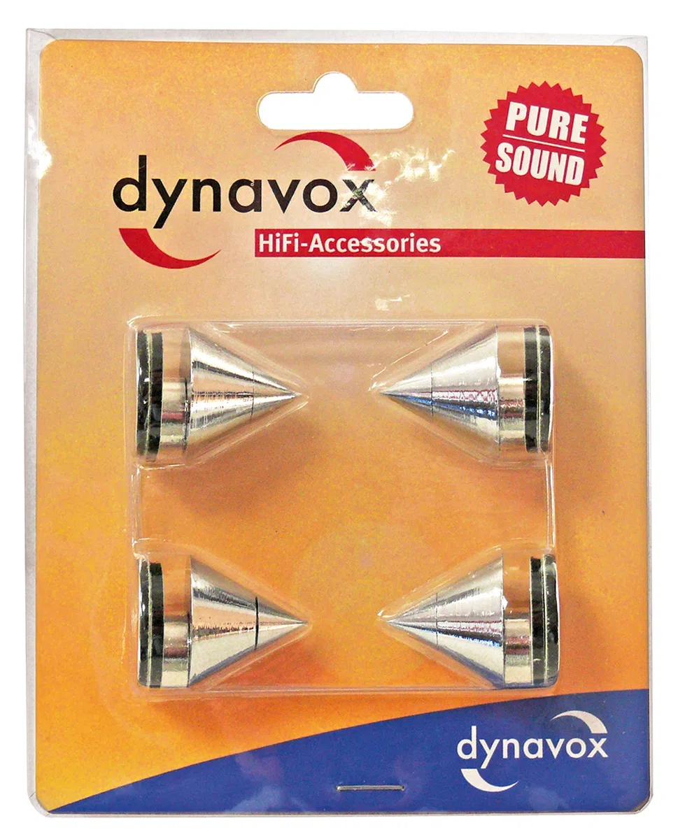 Dynavox assorbitori sub-watt, set di 4 unità, disaccoppiatori regolabili in altezza per dispositivi HiFi e altoparlanti con rondelle, cromo