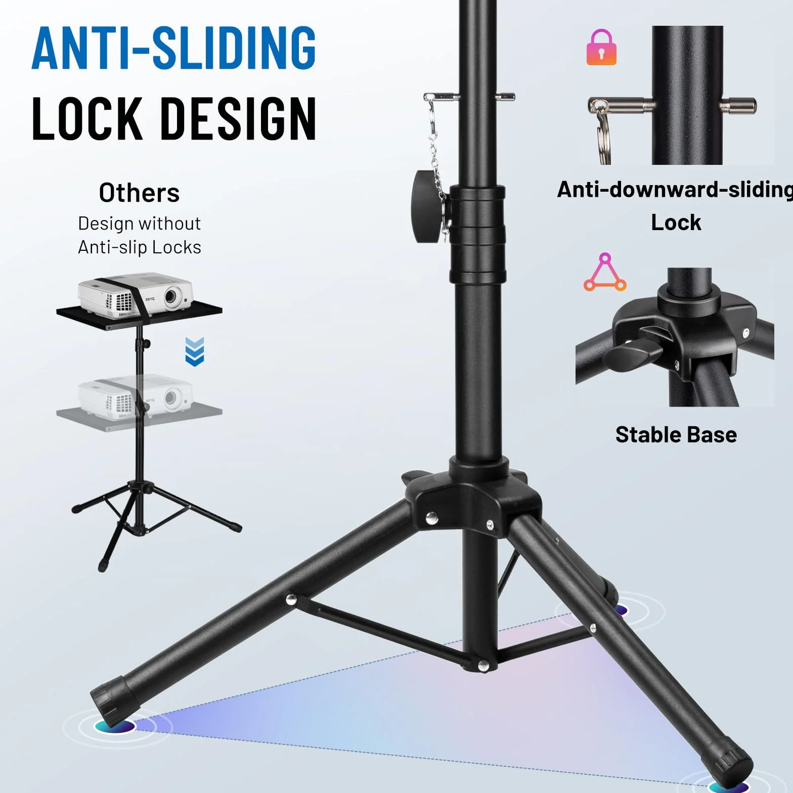 CAHAYA Supporto per Proiettore da Terra Altezza Regolabile stand Universale per Laptop PC Videoproiettore… (Stile Treppiede Stabile)