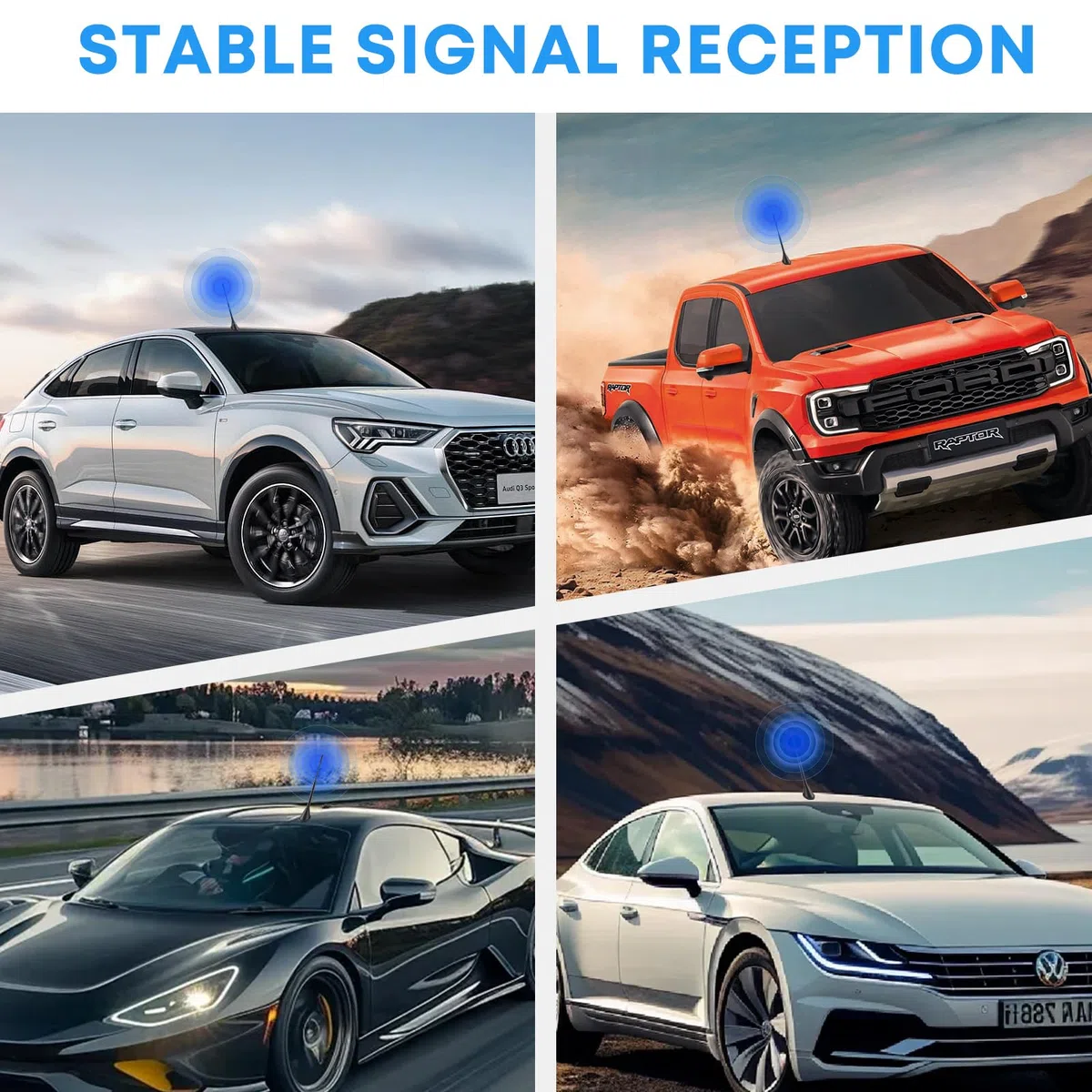Hossom Antenna DAB Auto per Autoradio - Antenna da Tetto Corta a Forma di Pinna di Squalo con Amplificatore Integrato per DAB+/FM/AM, Per veicoli e sistemi audio come Audi, BMW, Honda e altri