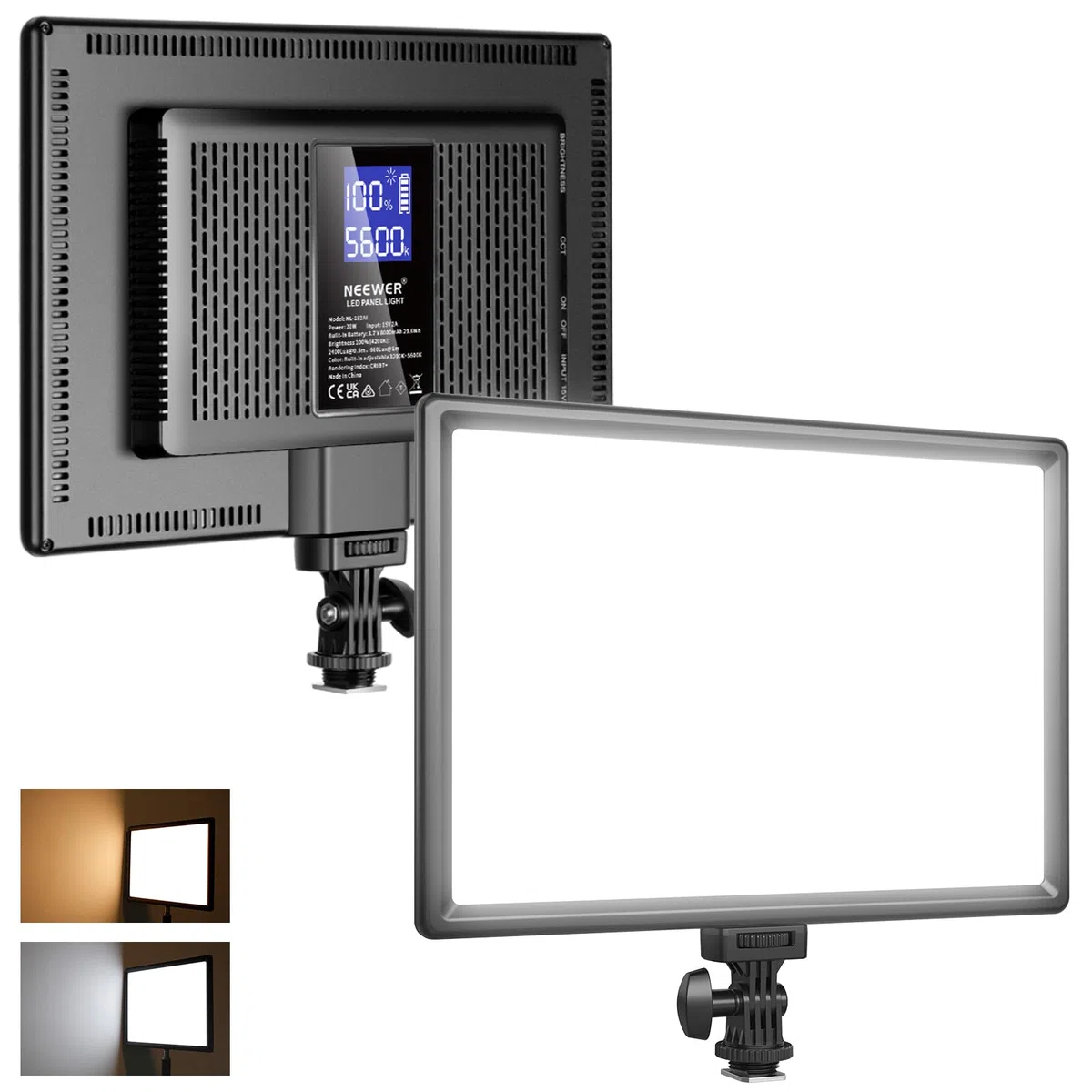 NEEWER Pannello Luce Video a 192 LED, Luce Fotocamera DSLR Ultra Sottile Bicolore Dimmerabile 20W, Batteria al Litio 4000mAh, 3200K-5600K CRI97+, Key Light per Fotogragrafia Riprese e Streaming Studio