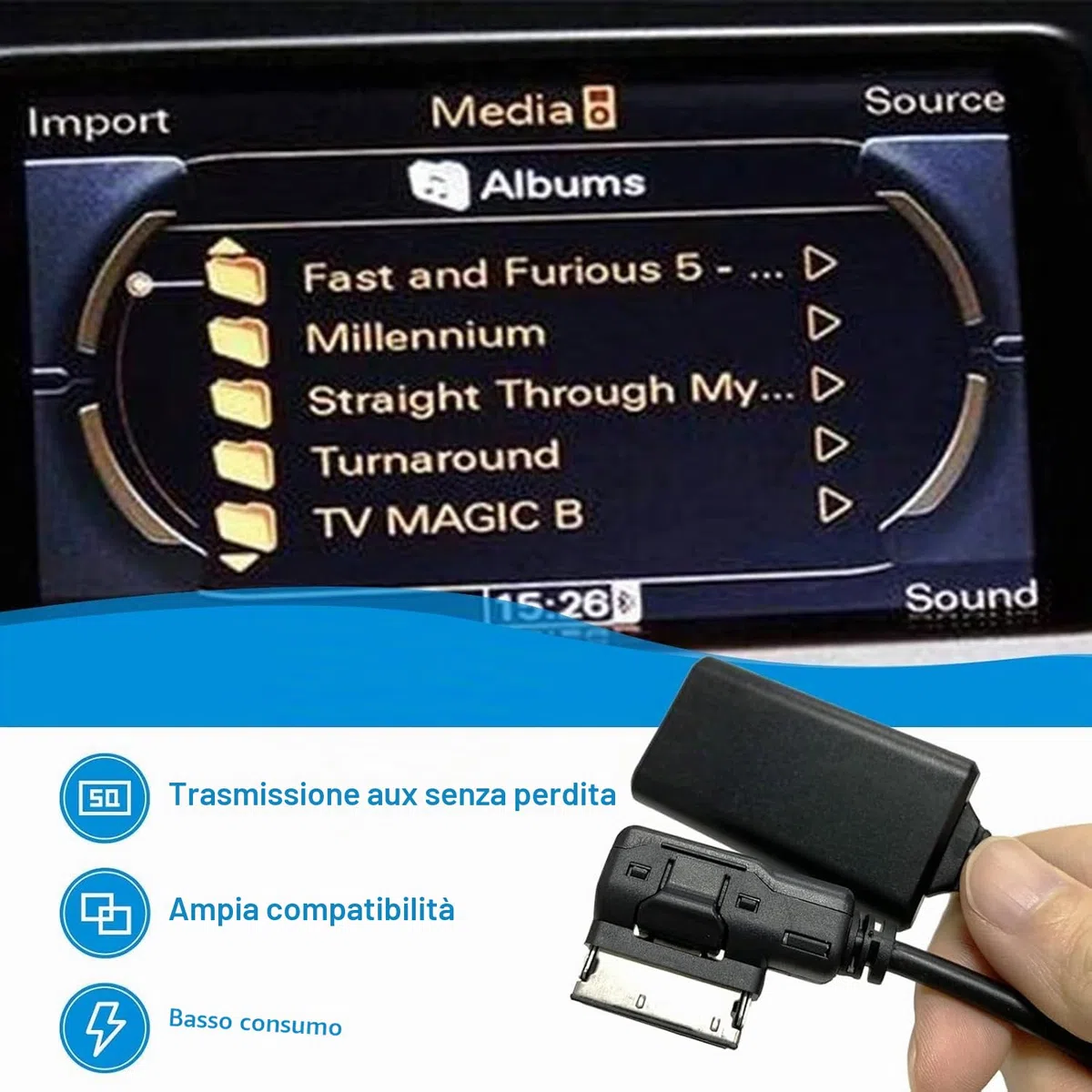 AMI MMI Ada atore Bluetooth 5.0 Musica Media Musica interfa ia Ricevitore Compatibile con A1 A3 A4 A5 S3 S4 Q5 Con MMI 3G+ Sistema