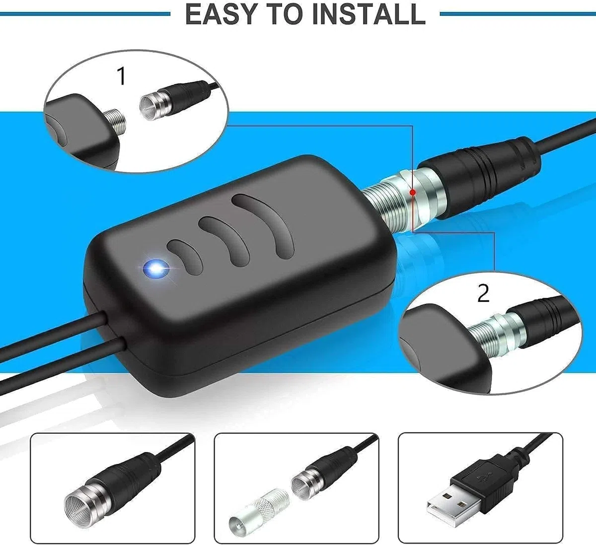 Antenna TV, Antenne TV Interna, Antenna HDTV Digitale 280+ Miglia Amplificata con Amplificatore di Segnale Support 4K HD/VHF/UHF per Home Smart Televisione/Radio