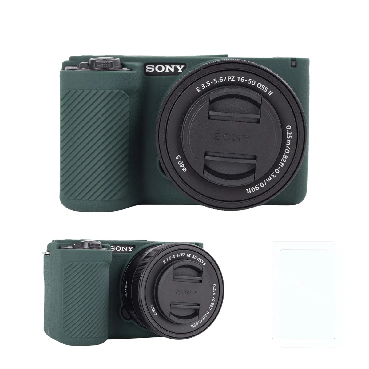 Rieibi Custodia protettiva in silicone per fotocamera Sony Alpha ZV-E10 II con 2 pellicole protettive per lo schermo, custodia leggera ZV-E10II per fotocamera Sony ZV-E10 II