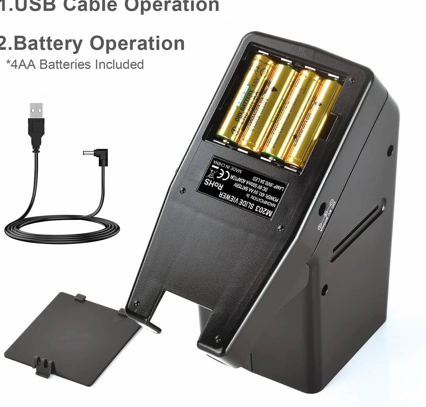 DIGITNOW! Visualizzatore di diapositive e pellicole da 35 mm, visualizzazione illuminata a LED con ingrandimento 3X, alimentazione USB/funzionamento a batteria, per negativi di diapositive da 35 mm