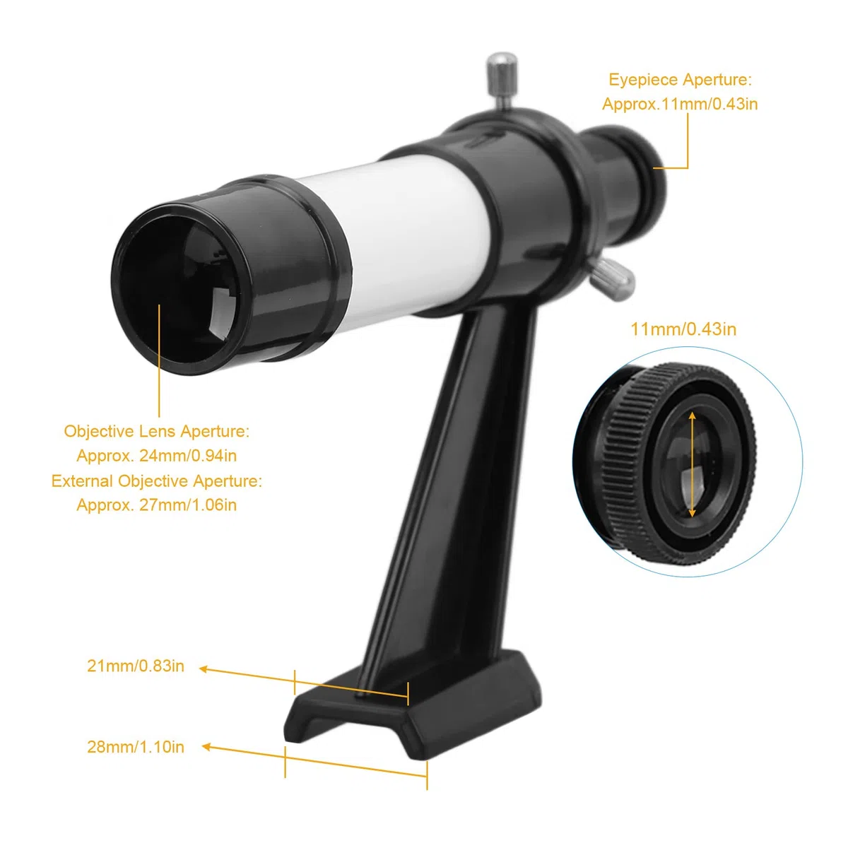 Mirino del Cercatore del Telescopio Astronomico 5X 5X Telescopio Astronomico Finder Scope con Base Inline Supporto 5x24 Portatile Mirino Telescopio Finderscope