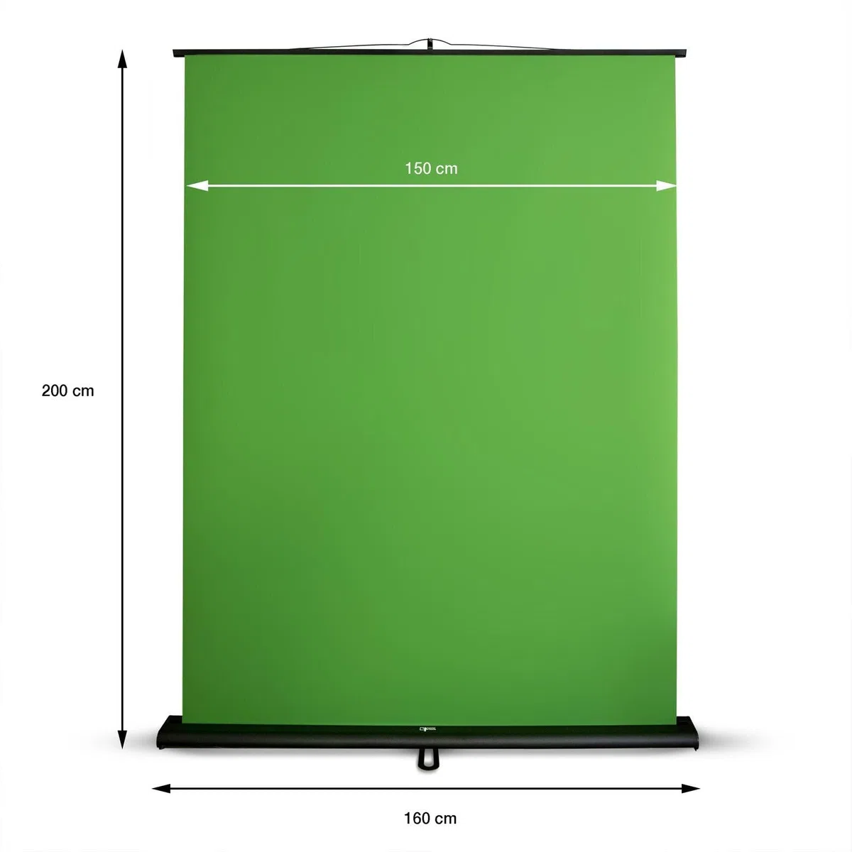 Floordirekt Greenscreen Rollup - Sfondo per foto estraibile con supporto, per foto, video, TV, gaming, distanza di sfondo da studio, 150 x 200 cm