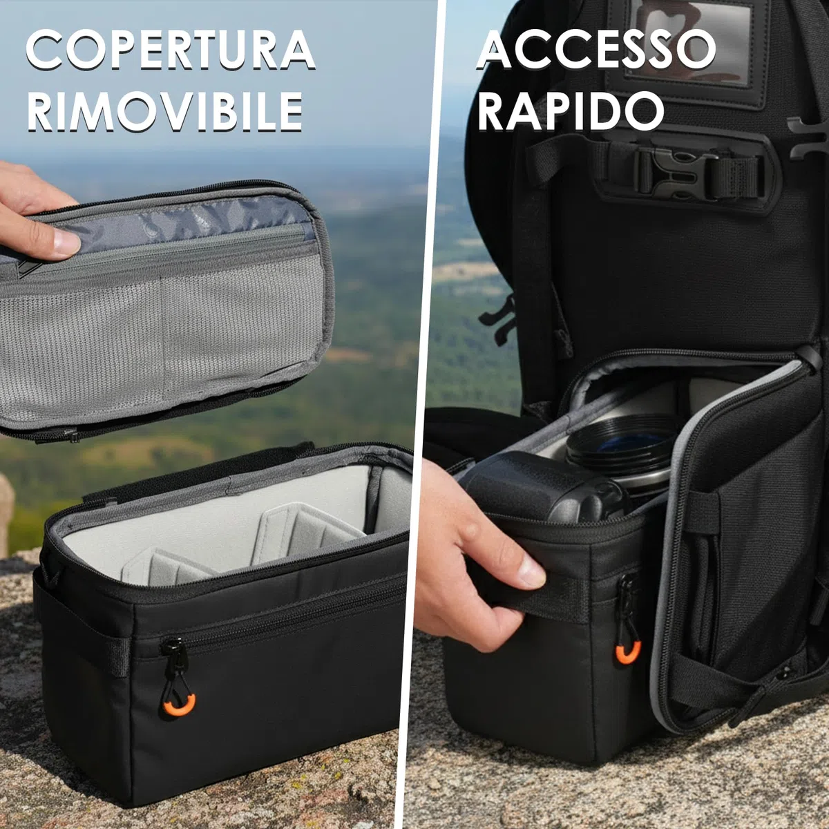 TARION Inserto Fotografico Borsa Fotografica: Inserto Macchina Fotografica per Zaino Borsa Reflex Professionale per obiettivi DSLR ShellCore(XS)