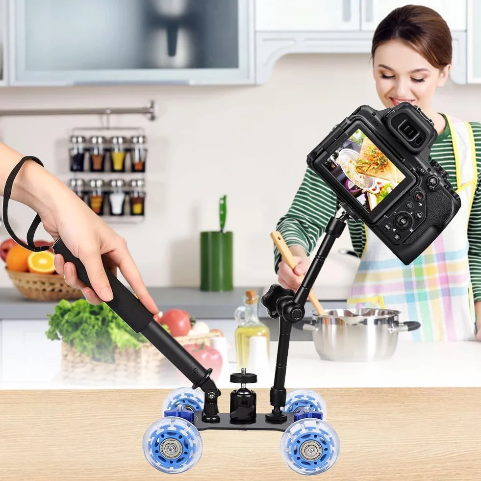 Camera Dolly Skater Mini 10 kg Desktop Carico Rail Roller Track Slider Dolly Skater Car per DSLR Camera Camcorder