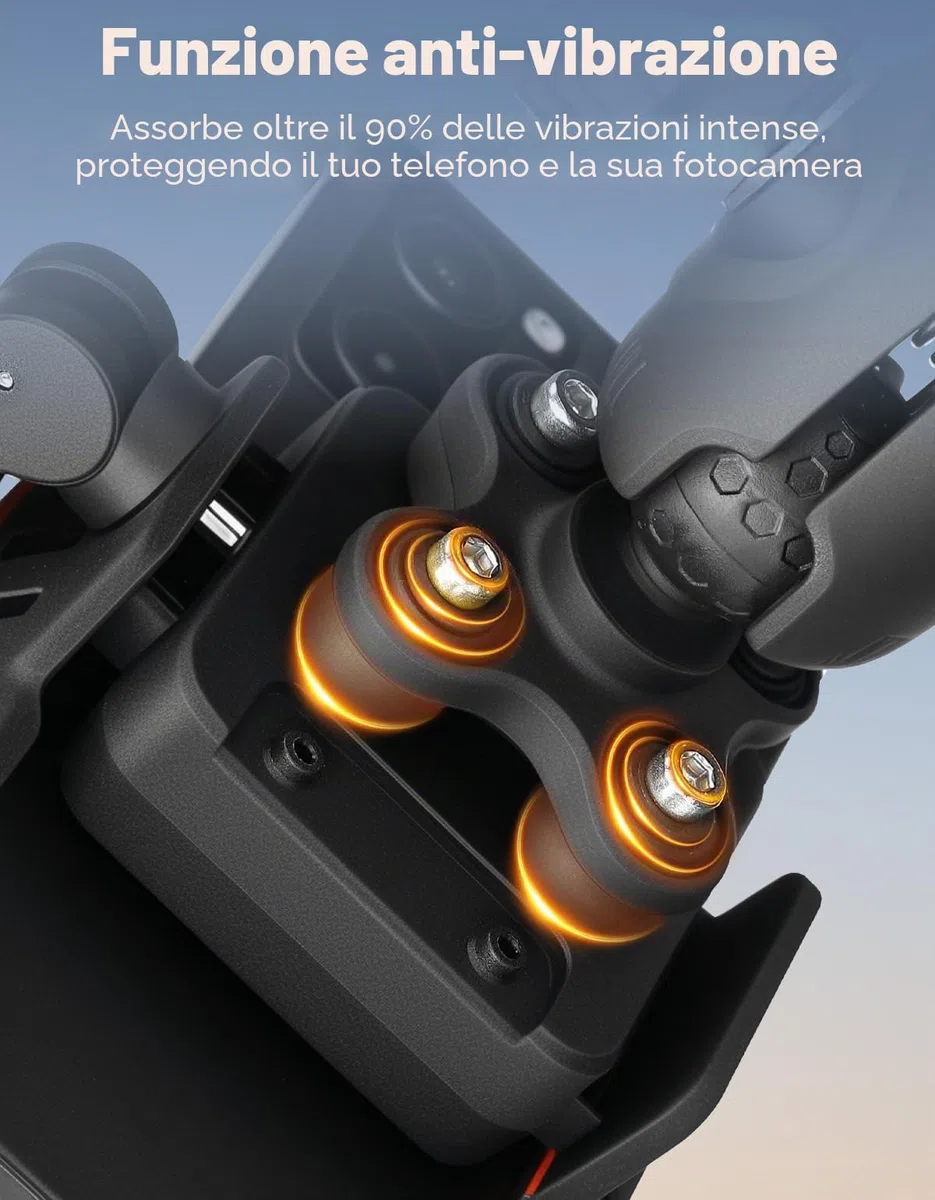 KEMIMOTO Supporto Telefono Moto, Porta Cellulare Moto con Antivibrazione e Antifurto, Porta Telefono Ruotabile a 360 per Motociclo, Scooter, Bici, ATV, Adatto per 4,7"-7,2" Smartphones
