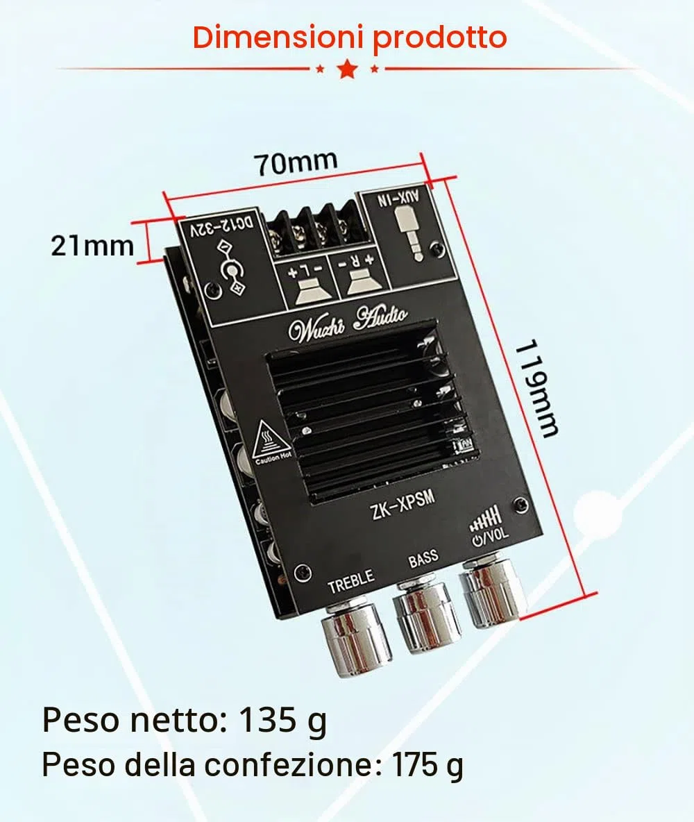 WANGCL ZK-XPSM 150W + 150W TDA7498E Amplificatore di Potenza Audio Equalizzatore BT 5.0 Stereo Subwoofer HiFi Classe D Musica Digitale Home Theater AUX AMP