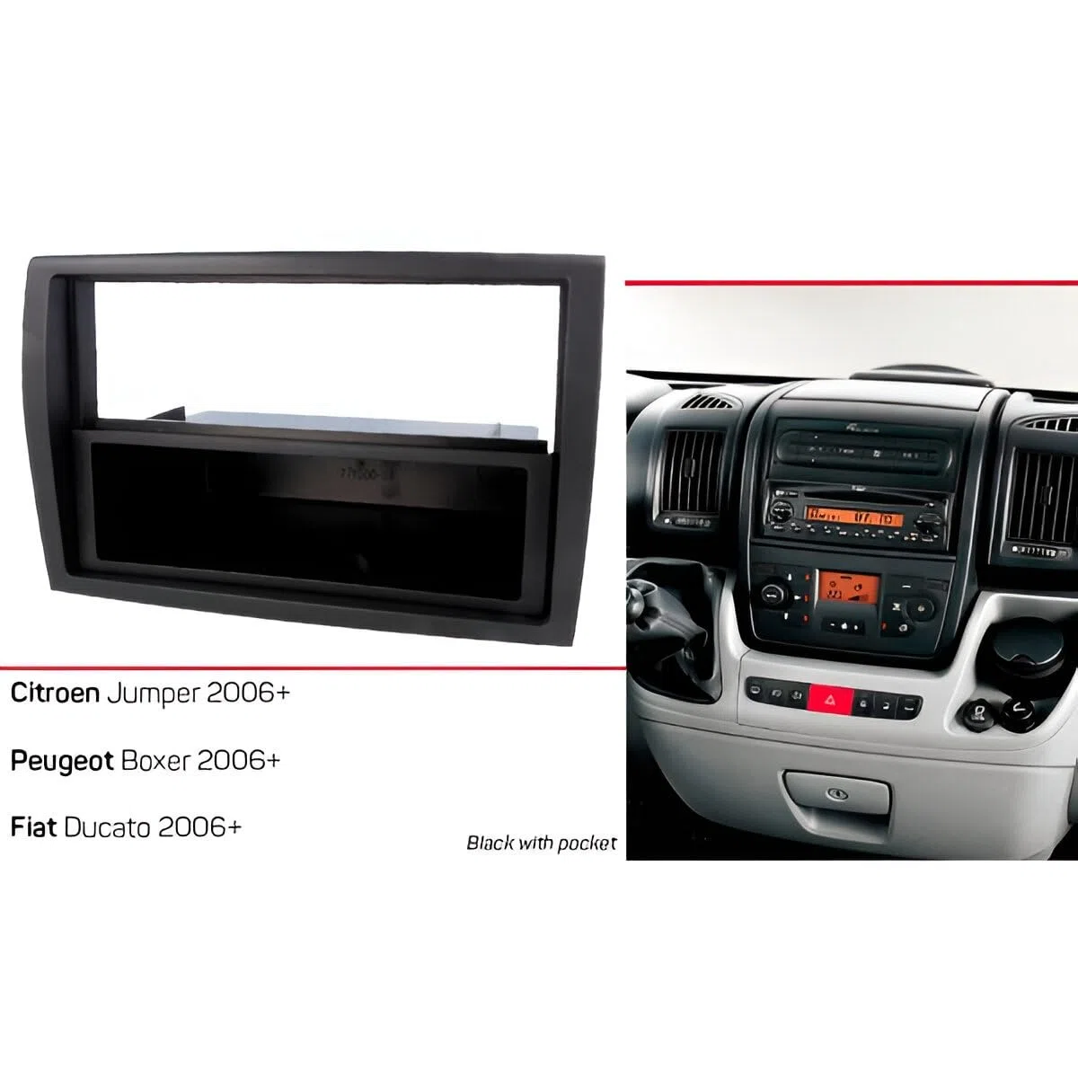 Sound-way Kit Montaggio Autoradio, Mascherina 1 DIN, Adattatore Antenna, Chiavi di Smontaggio, compatibile con FIAT Ducato, Citroen Jumper, Peugeot Boxer 2006-2011