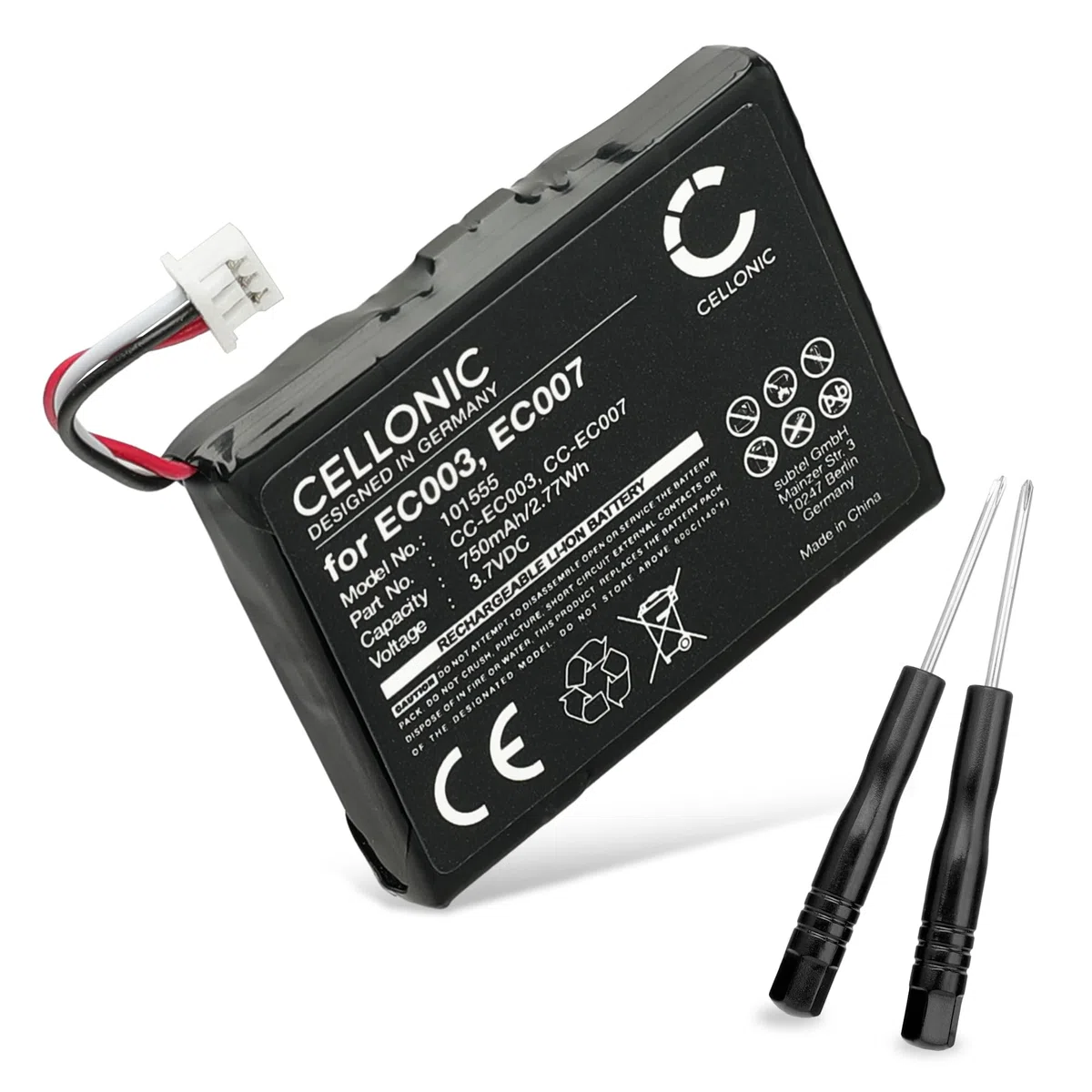 subtel, Batteria per Lettore MP3 compatibile con Apple iPod mini 1 Gen. - A1051, 2 -, EC003, 1G (3.7V, 750mAh)