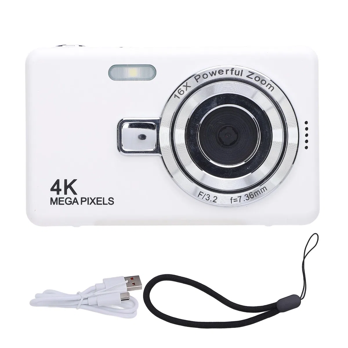 Camera Digitale Compatta, Fotocamera Digitale 4K da 50 MP, Zoom 16x, Schermo IPS da 2,4 Pollici, Anti -shake, Selfie, Compatto Fotografia Facile con la Famiglia, (32GB)