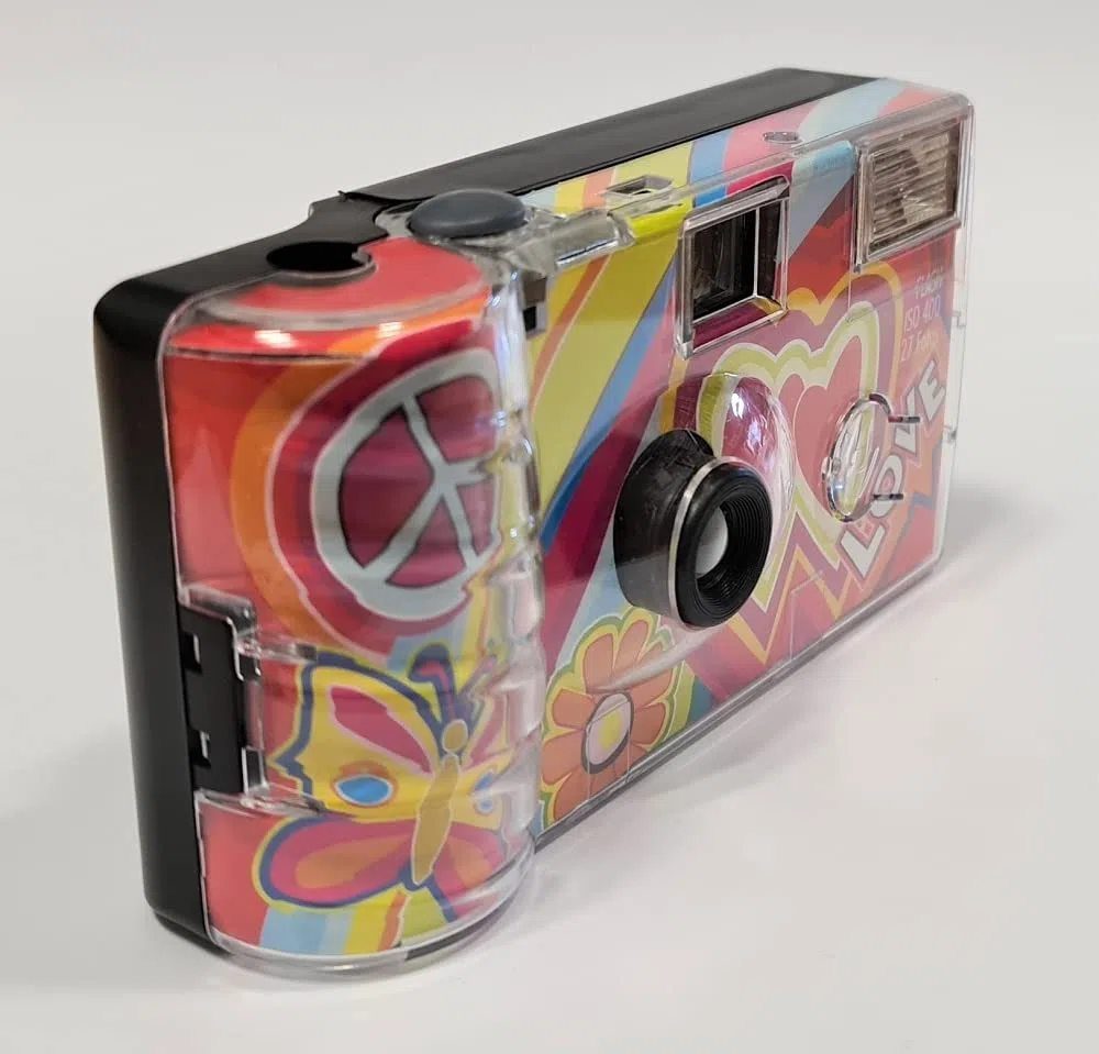 4 X 1A PHOTO PORST - Fotocamere usa e getta, edizione Love Kult, Rainbow con cuori, con flash, batterie e pellicola (confezione da 4 pezzi, 27 scatti ciascuno)