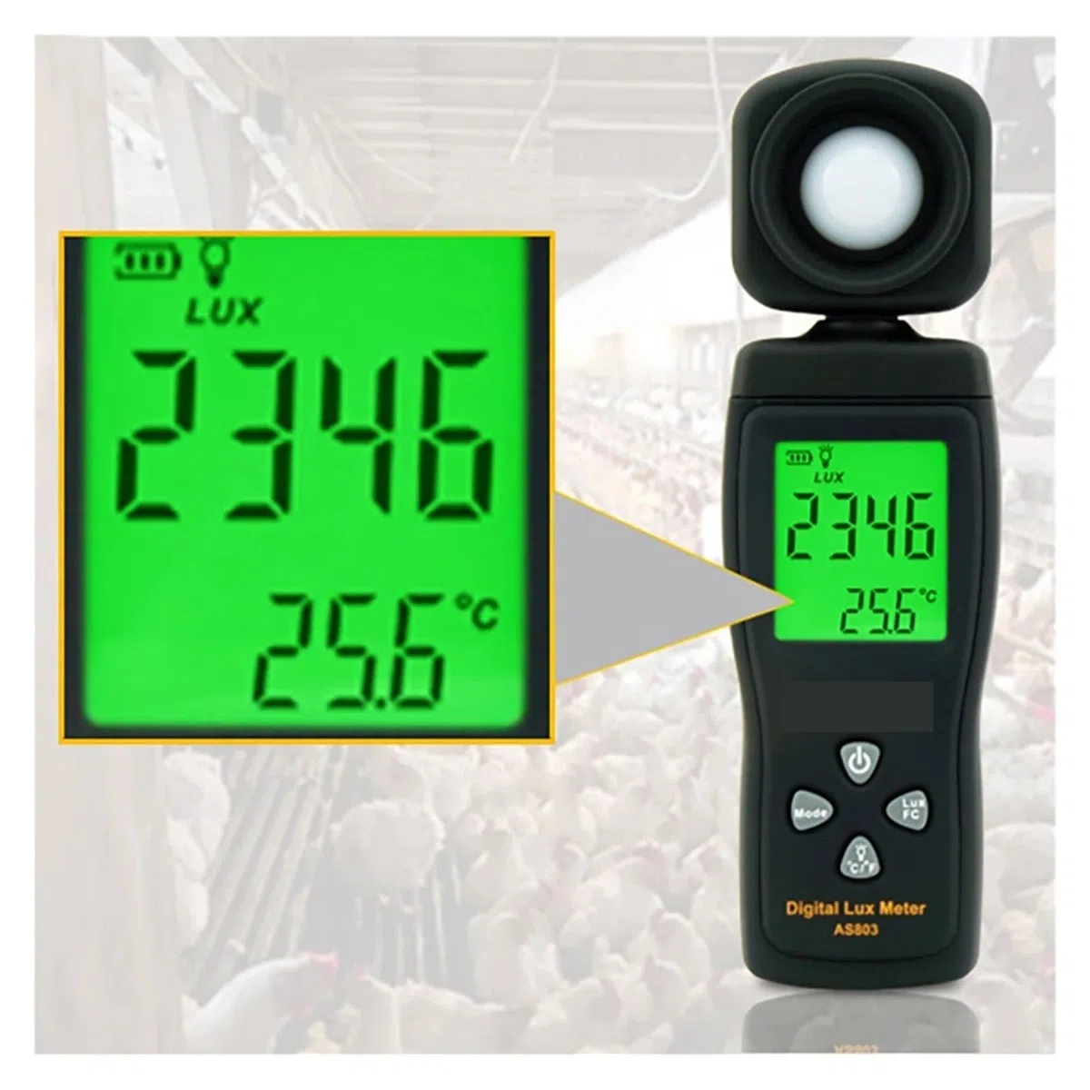 Misuratore digitale UVA/UVB AS803 Luxmetro digitale Tester di luminanza, misuratore di luce 1-200000 Lux Strumenti Fotometro Spettrometro Attinometro LCD retroilluminato, funzione di memoria