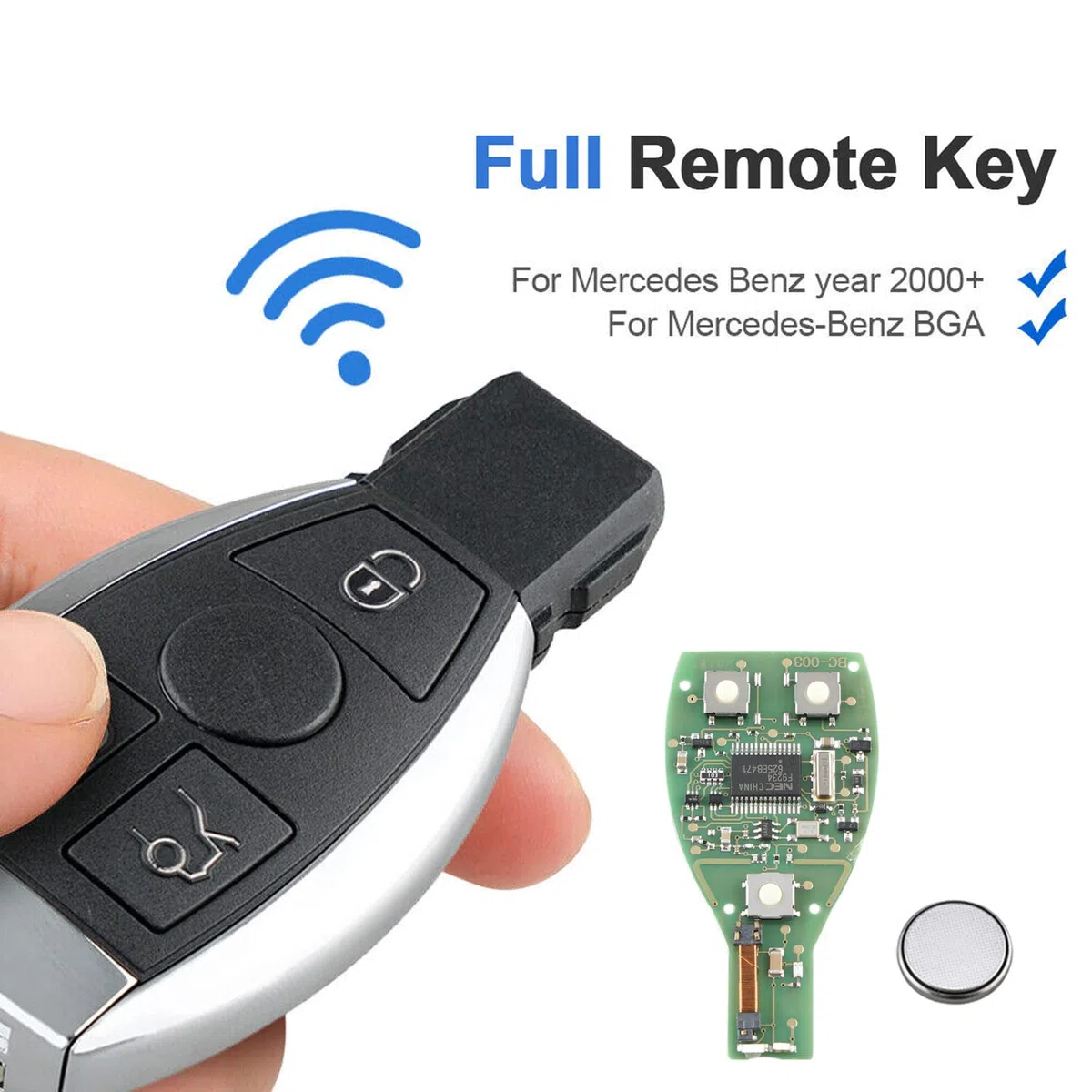 3 Tasti Mercedes 433 MHz Guscio Chiave Telecomando, Telecomandi per Auto con chip BGA Lama NEC per Mercedes Ben-z A B C E S Classe G CLK SLK Classe W204 W211 Ricambio Chiave