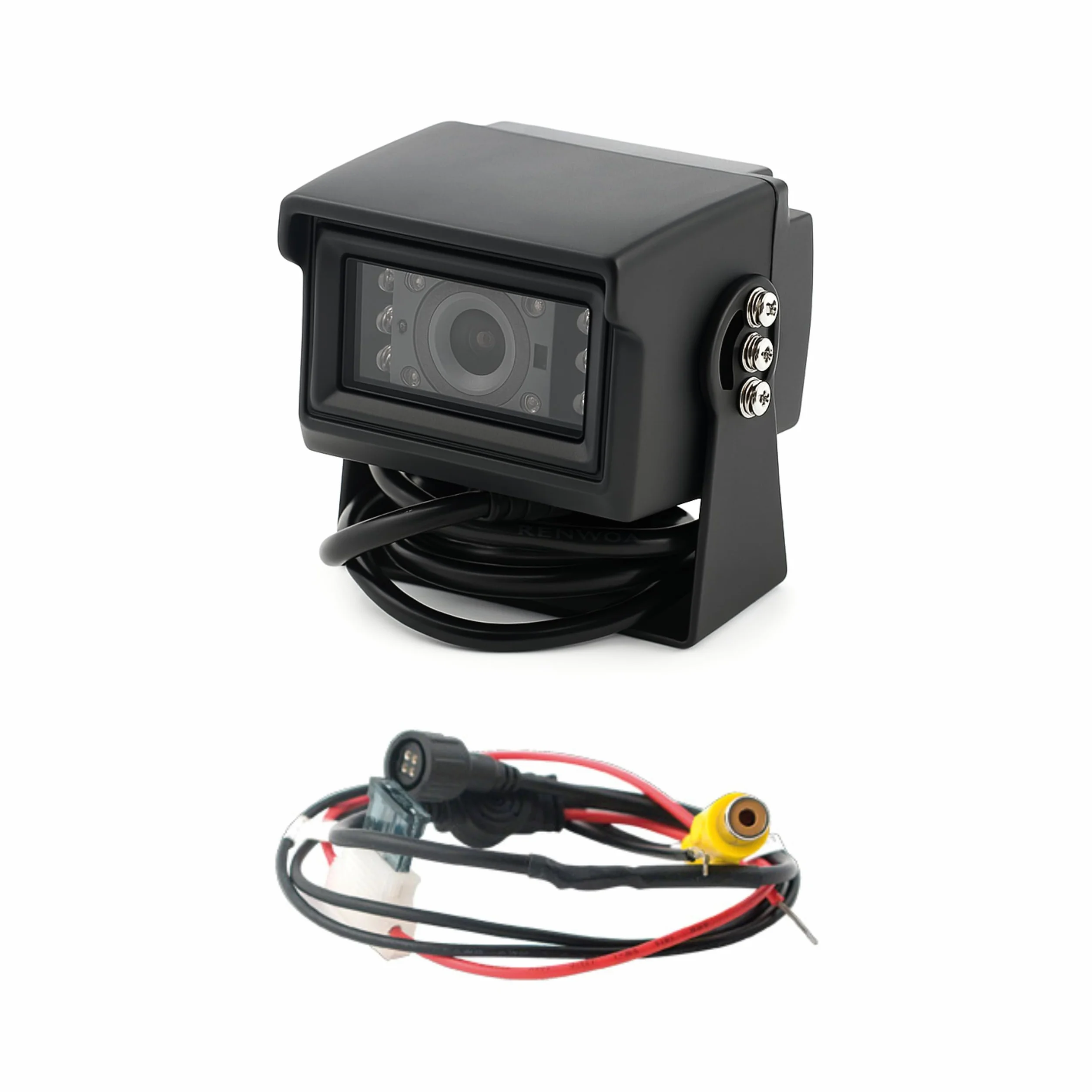 Kenvox Cam Quad 1 Retrocamera CMOS a Colori con 10 LED IR, Visione Notturna, Angolo 120°, IP67 Impermeabile, 12V, 420 TVL, RCA, per Auto, Camper, Veicoli – Supporto Incluso