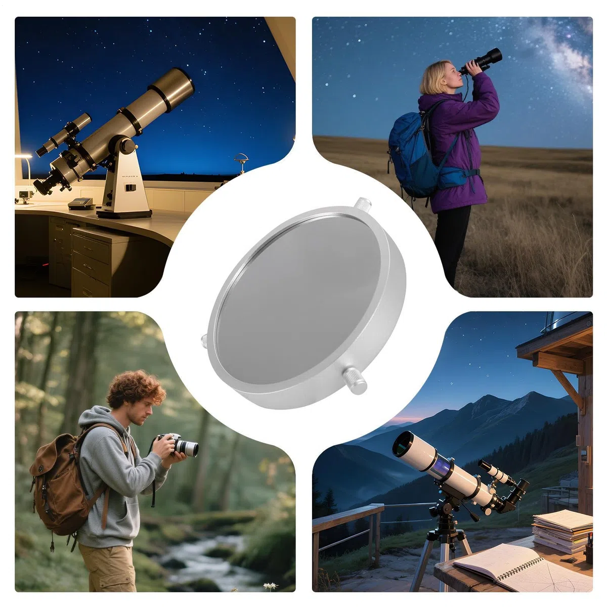 Filtro Pellicola Astronomico Per Telescopi,Filtro Retrattile per Macchie - Accessorio Portatile per Telescopio per la Riduzione della Luce Solare per l'Osservazione Diurna delle Macchie