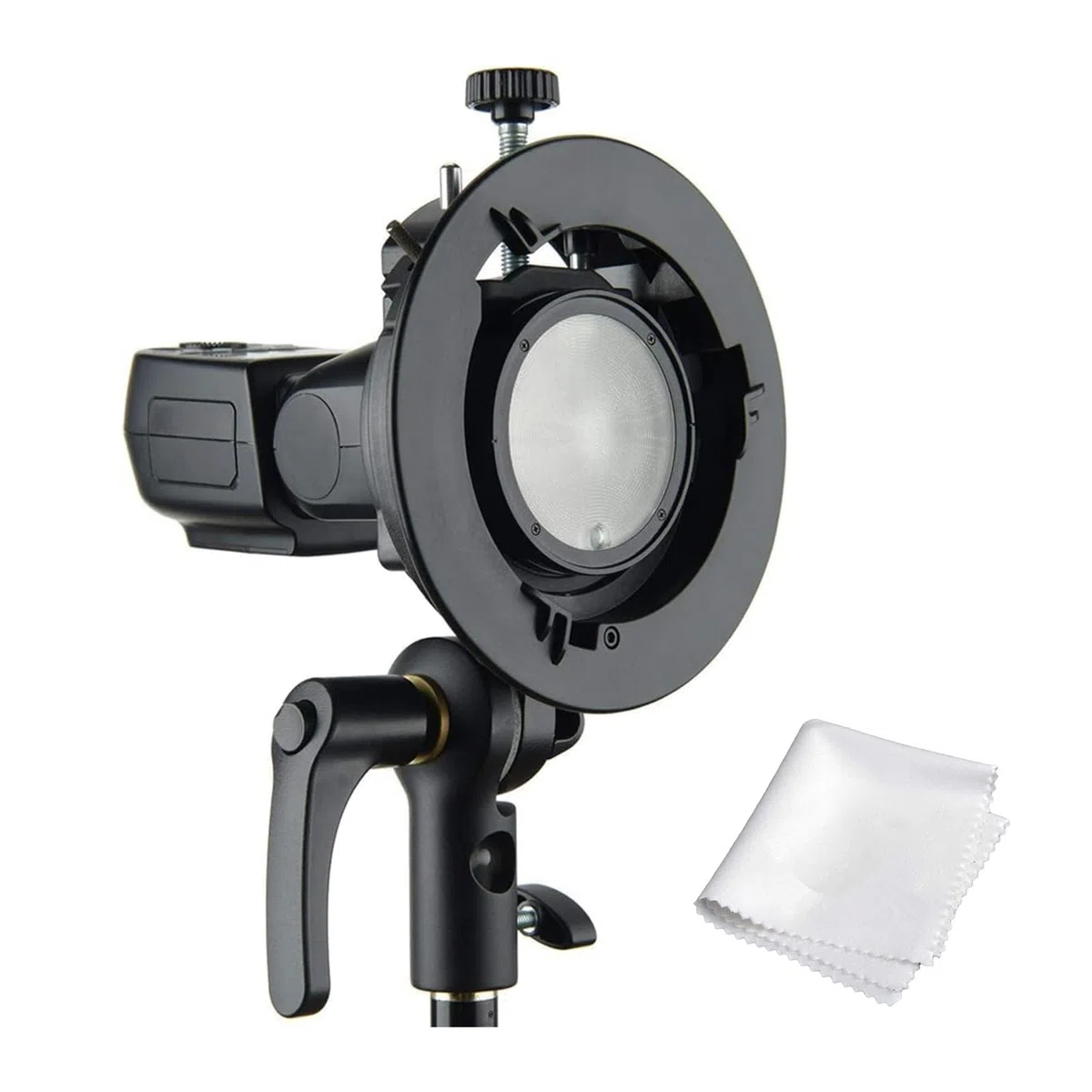 Godox S2 Supporto Bowens, Flash Bracket compatibile con flash Godox V100 AD200 Pro II V1 Pro RS60R AD100 Pro RS60BI TT600, Funziona anche con Flash Sony Canon Nikon Fujifilm