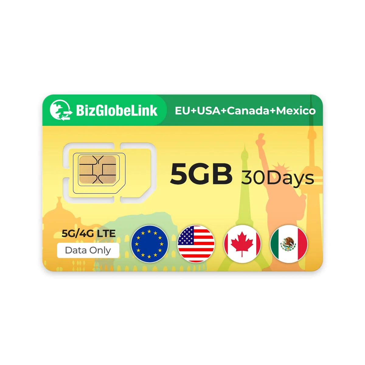 EIOTCLUB Carta SIM Prepagata per Viaggi, Carta SIM Internazionale Supporta l'uso in Stati Uniti, Canada e Messico, Solo Dati, Velocità 5G, Ricaricabile, Perfetto per Telefoni, Router e Tablet