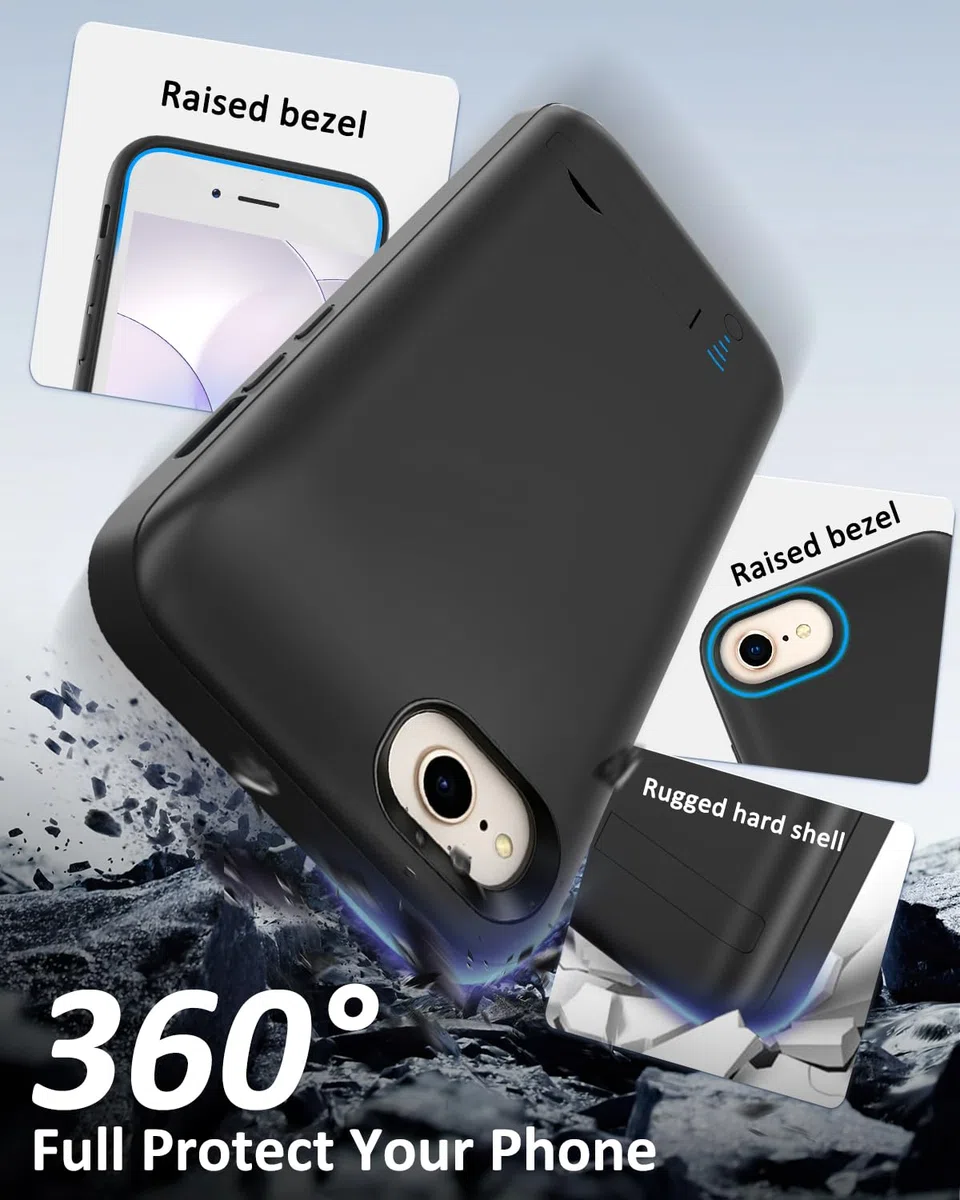 Custodia per iPhone 8/7/6S/6/SE 2020 (4,7", 8500 mAh), sottile custodia di ricarica espansa ricaricabile, custodia portatile con batteria per iPhone SE 2020/7/6S/6/8