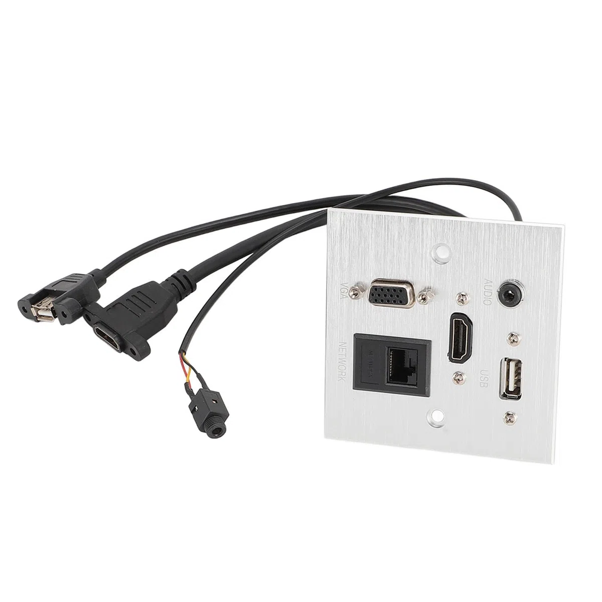 Piastra a Muro Interfaccia Multimediale USB HD VGA 3,5 Mm Audio RJ45 Piastra a Muro Ethernet di Rete, Piastra a Muro in Alluminio, Presa a Muro Video/audio/rete, Presa per