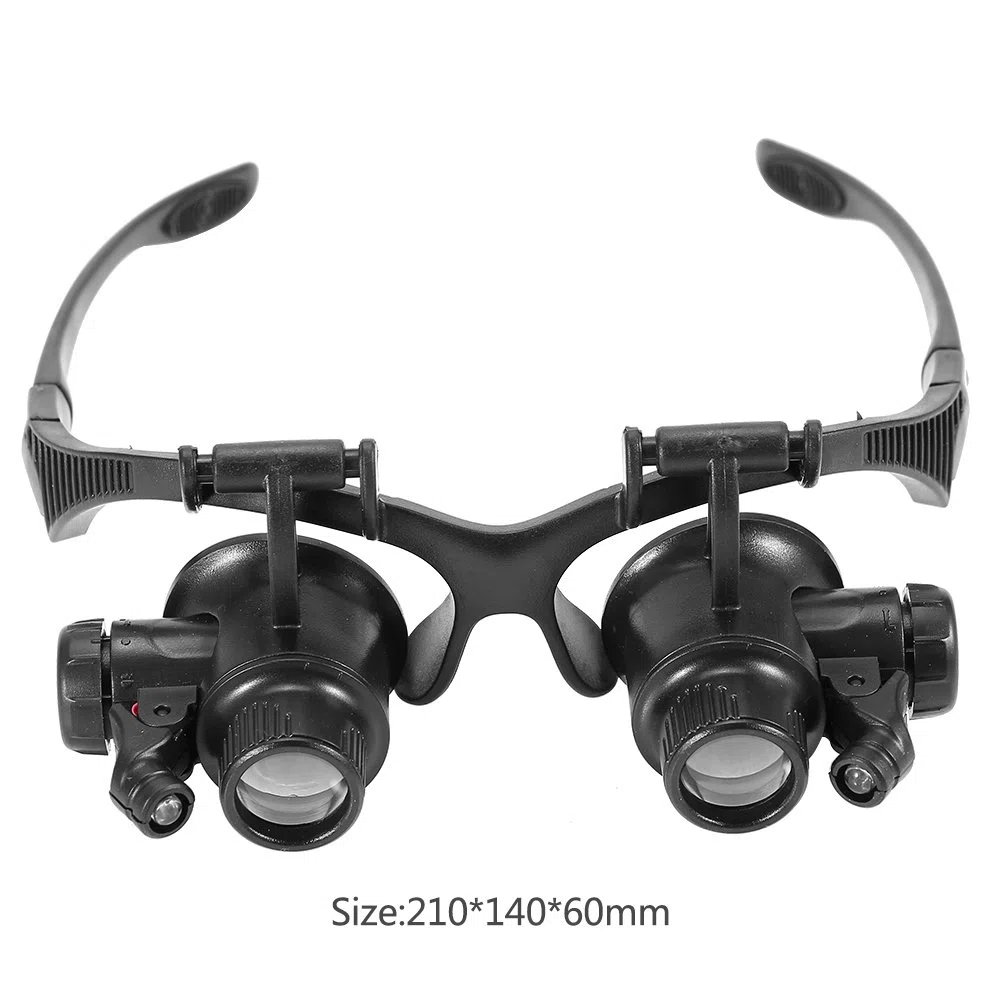 Double Eyes Jewelry Lente, Occhiali con lente d'ingrandimento 10X, 15X, 20X, 25X, New Head Wearing Magnifying Lens Occhio Doppio Gioielli Guarda Riparazione Lente Di Ingrandimento Occhiali