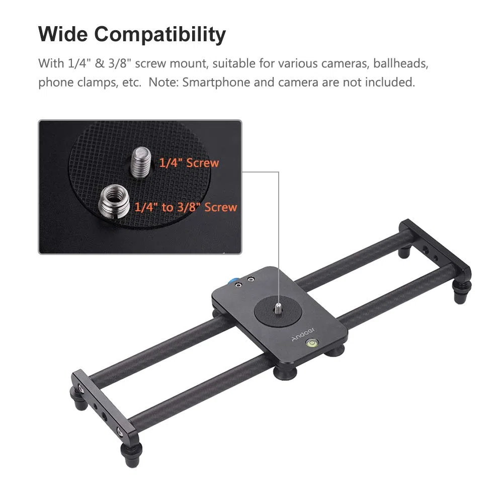 Andoer Telecamera In Fibra Di Carbonio Track Slider Video Stabilizzatore Binario Con Mini Morsetto Per Telefono A Testa Sferica Per Fotocamera Dslr Videocamera Videocamera Dv Accessori Fotografici