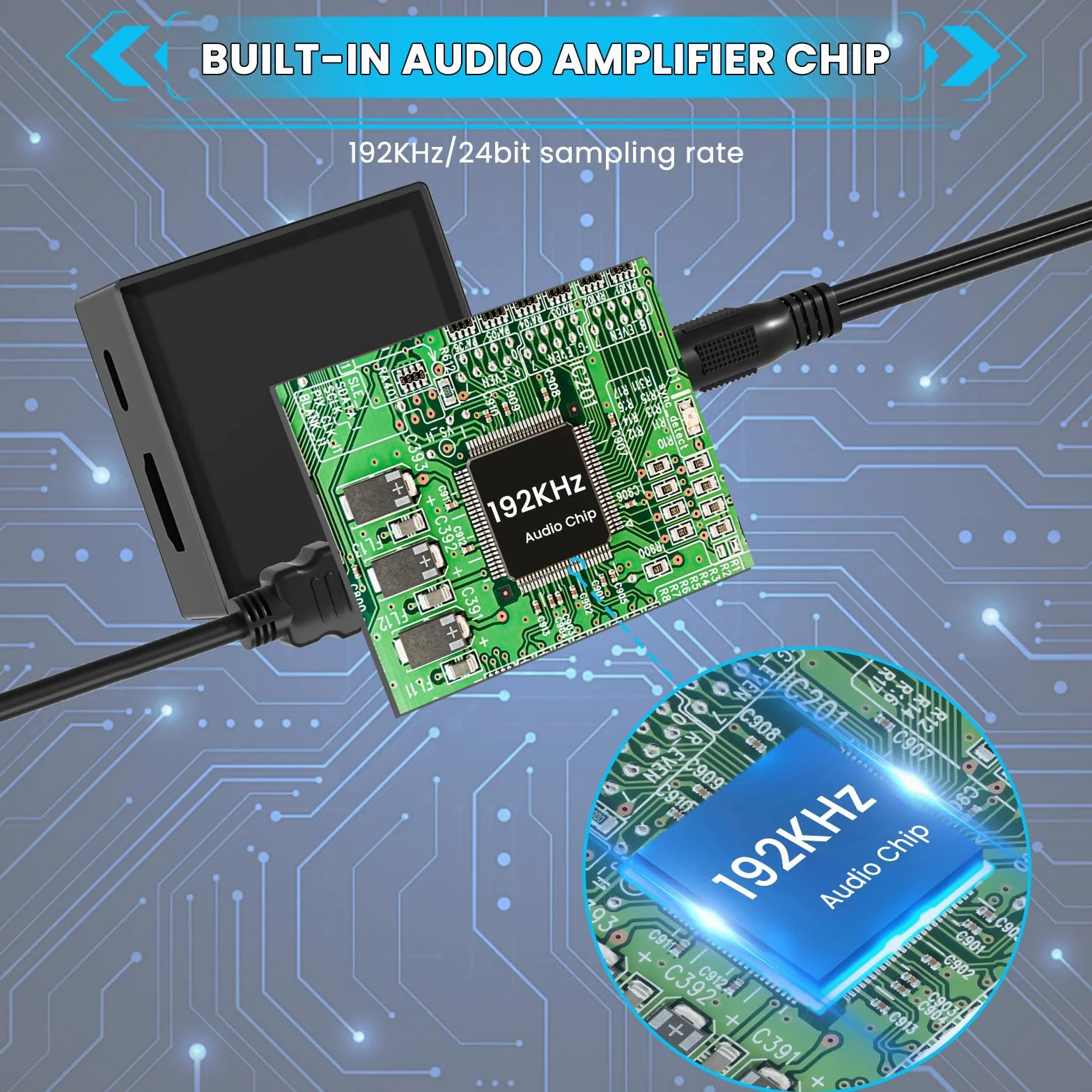 Convertitore Audio HDMI ARC 192KHz - Splitter Audio con Uscite SPDIF/Coassiale + 3,5mm AUX/RCA + Ottico,Cavo HDMI Incluso,Compatibile con Blu-ray e Soundbar