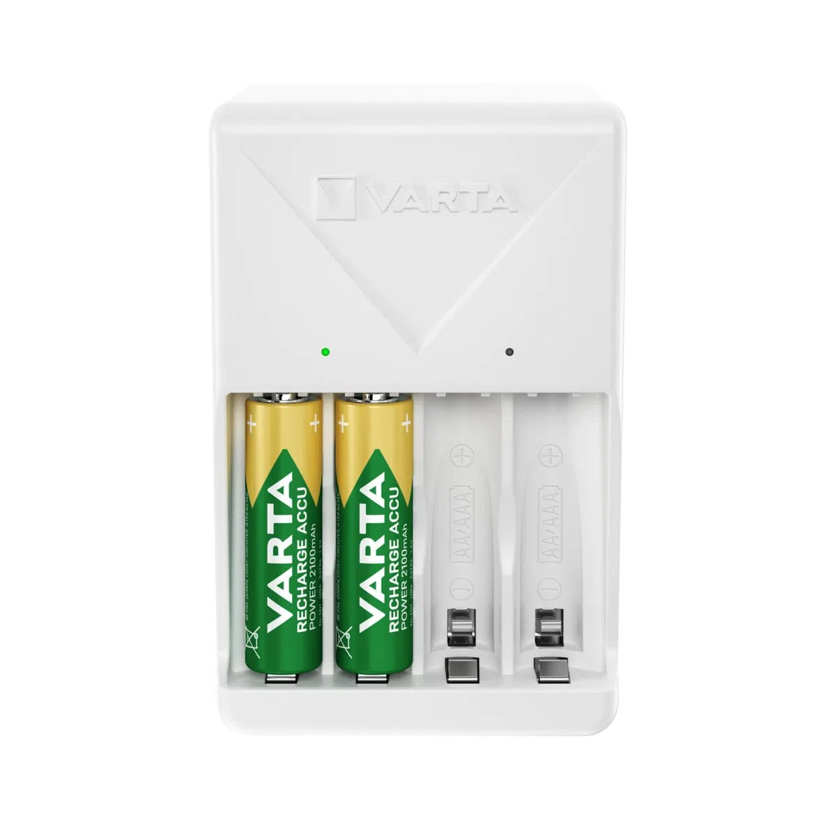 VARTA Caricabatterie, incl. 4X AA 2100mAh, caricatore per batterie ricaricabili, carica 2 o 4 AA/AAA contemporaneamente, Plug Charger