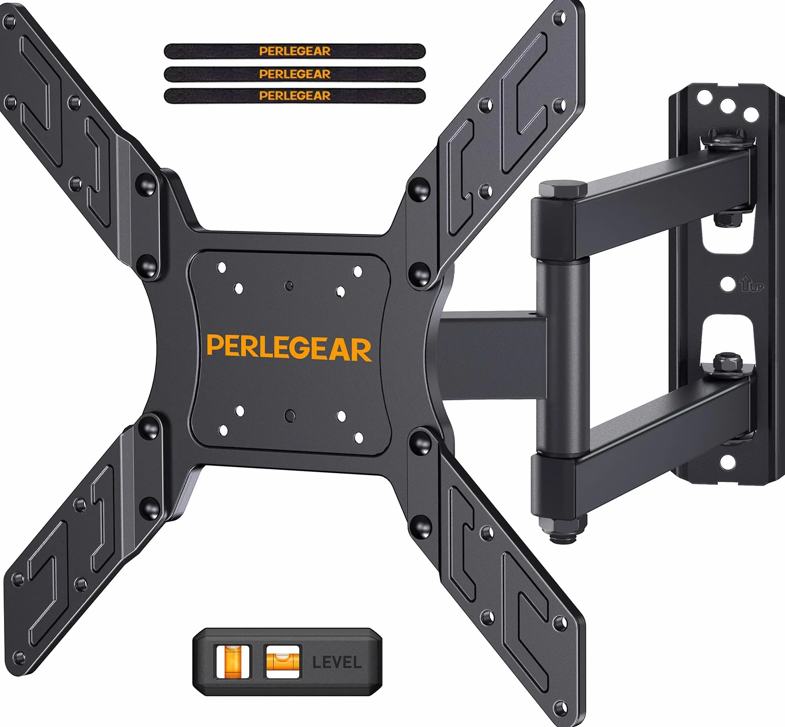 Perlegear Supporto da Parete per TV da 26 a 65 Pollici, Staffa TV con Braccio Girevole ed Estendibile, Max VESA 400x400, Supporto Ultra Resistente 45 kg - PGMFK6