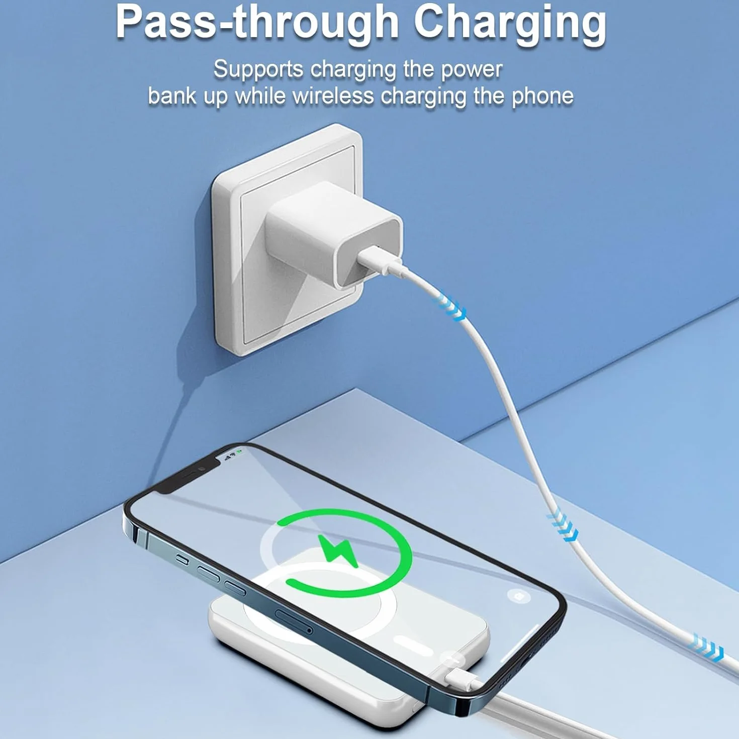 Power Bank 10000mAh, Magnetico Wireless Batteria Esterna Caricatore, 20W Carica Rapida PD3.0 USB-C Input & Output, Portatile Powerbank Battery Pack Caricabatterie per iPhone 17 16 15 14 13 12, Samsung