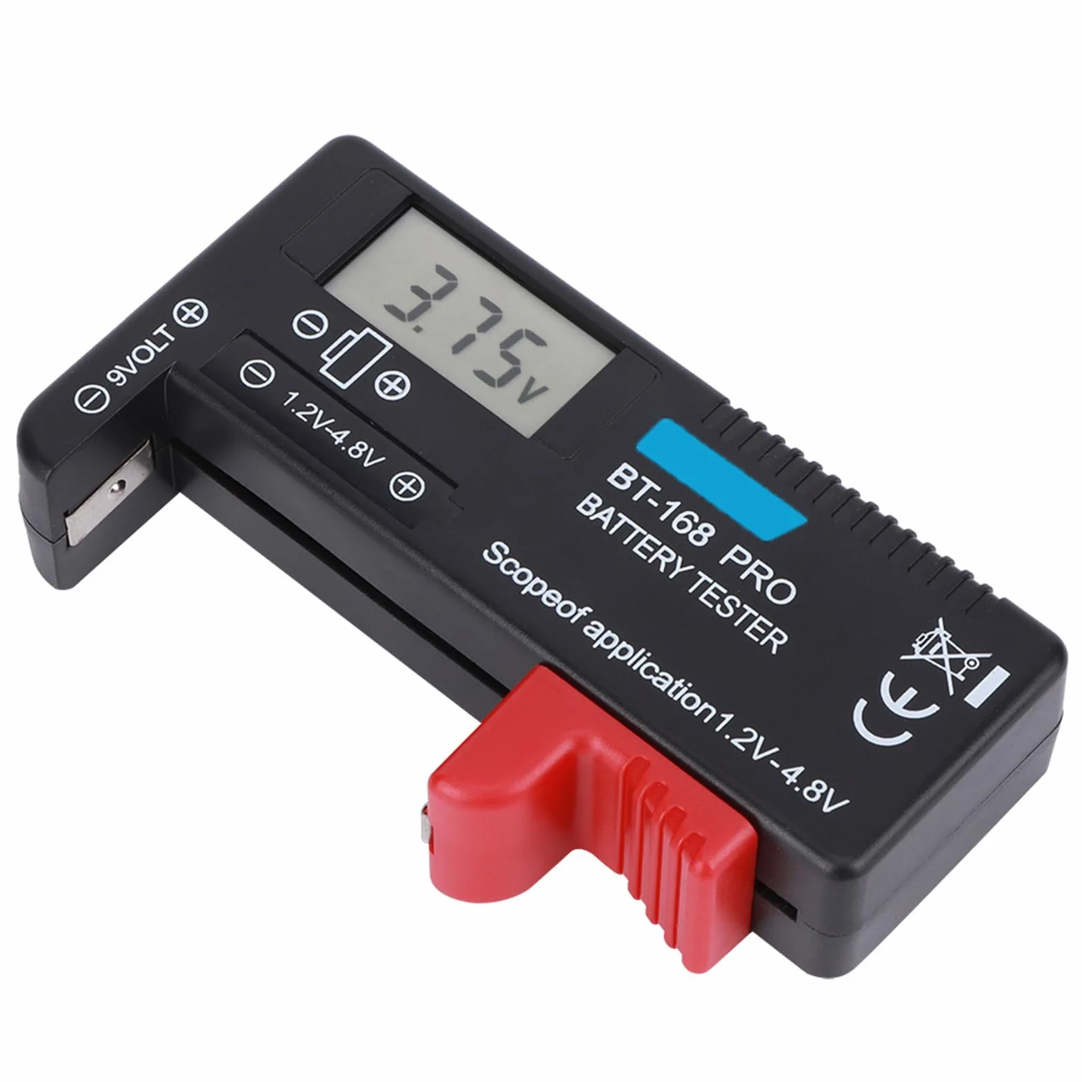 Tester Digitale della Batteria BT-168PRO, Tester del Livello di Durata della Batteria con Display LCD per CR2032 LR44 L736 6F22 9V AAA AA D C 16340 14500 10440, ecc.