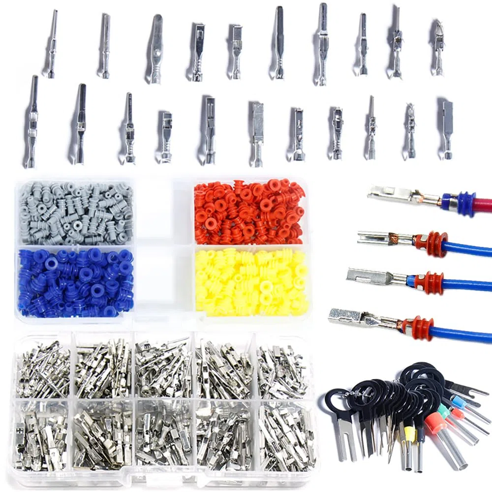 Kit di connettori a perno crimpato per auto elettrica auto 1/1,5/1,8/2,2/2,3/2,5/2,8/3,5 mm maschi e femminili guarnizioni per fili rimozione kit attrezzi moto ATV filo Ni