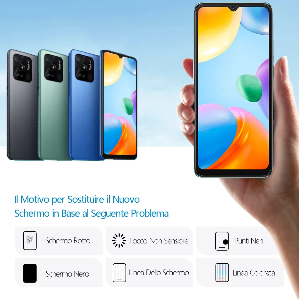 RongZy LCD Schermo per Xiaomi Redmi 10C 220333QAG 220333QBI di Ricambio Display Touch Screen Digitizer Parti di Riparazione per Redmi 10C LCD Display con Strumenti(6.71",Nero con Cornice)