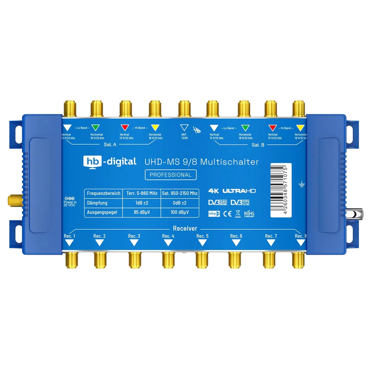 HB-Digital Multiswitch pmse 9/8 HB-DIGITAL 2X SAT fino a 8 x abbonato/ricevitore per Full HDTV 3D 4K UHD