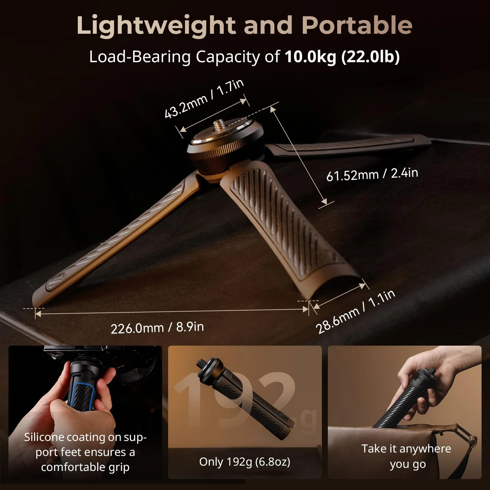 SMALLRIG Mini Treppiede a Sgancio Rapido, Compatibile Universalmente con Supporto a Vite da 1/4"-20 per Stabilizzatori, Fotocamera, Gabbia - 4117