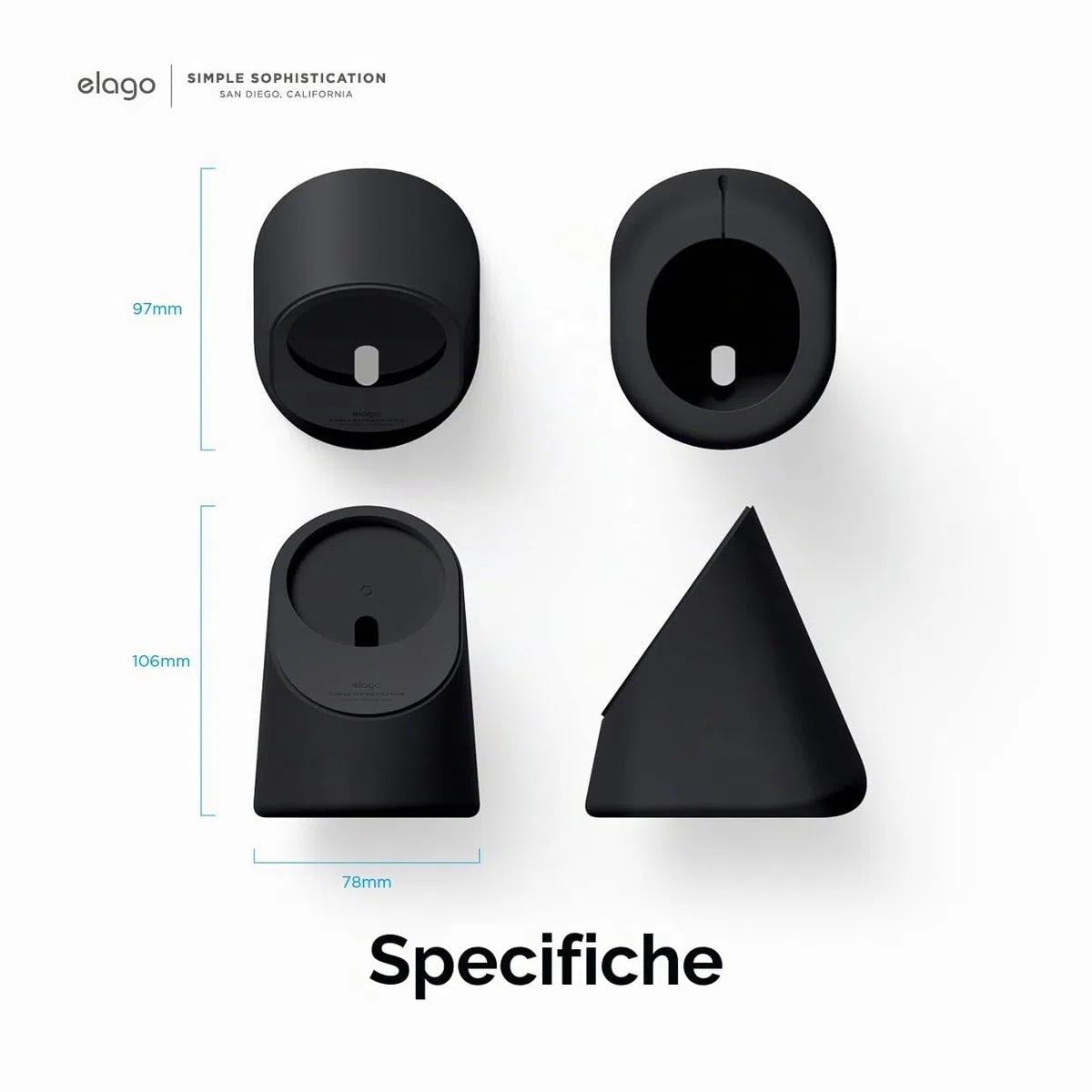 elago MS1 Supporto di Ricarica Wireless - Compatibile con Caricatore MagSafe e iPhone 17/16/15/14/13/12, Silicone Premium, Progettato per Modalità StandBy [Caricatore Non Incluso] (Nero)