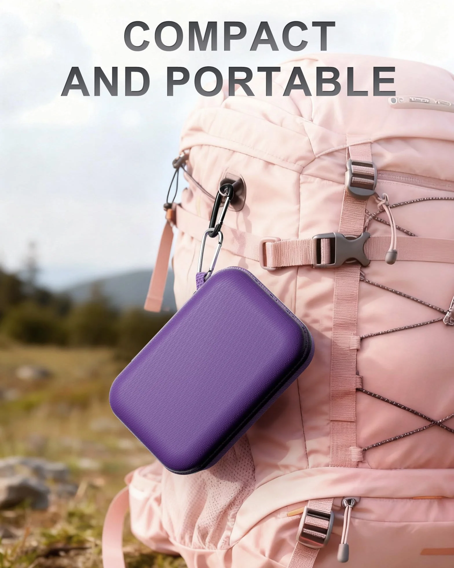 ProCase Custodia da Viaggio per JBL Go 4 /Go 3/Eco Ultra/Go Essential 2, Custodia Protettiva per JBL Mini con Taschino Rete e Cinturino -Viola