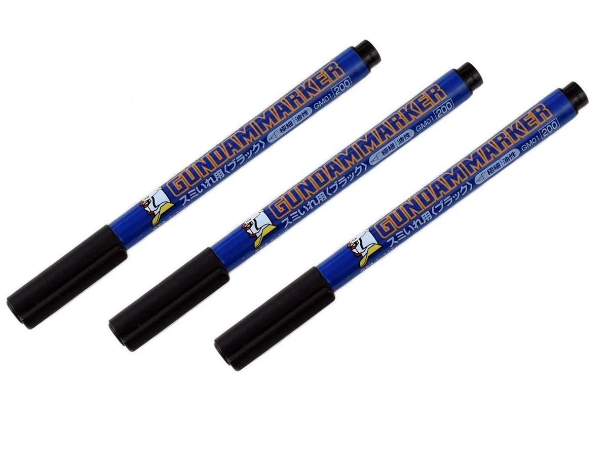 GSI Creos - Pennarelli Gundam Sumi-IRE colore nero punta ultra fine tipo GM01 [set di 3]