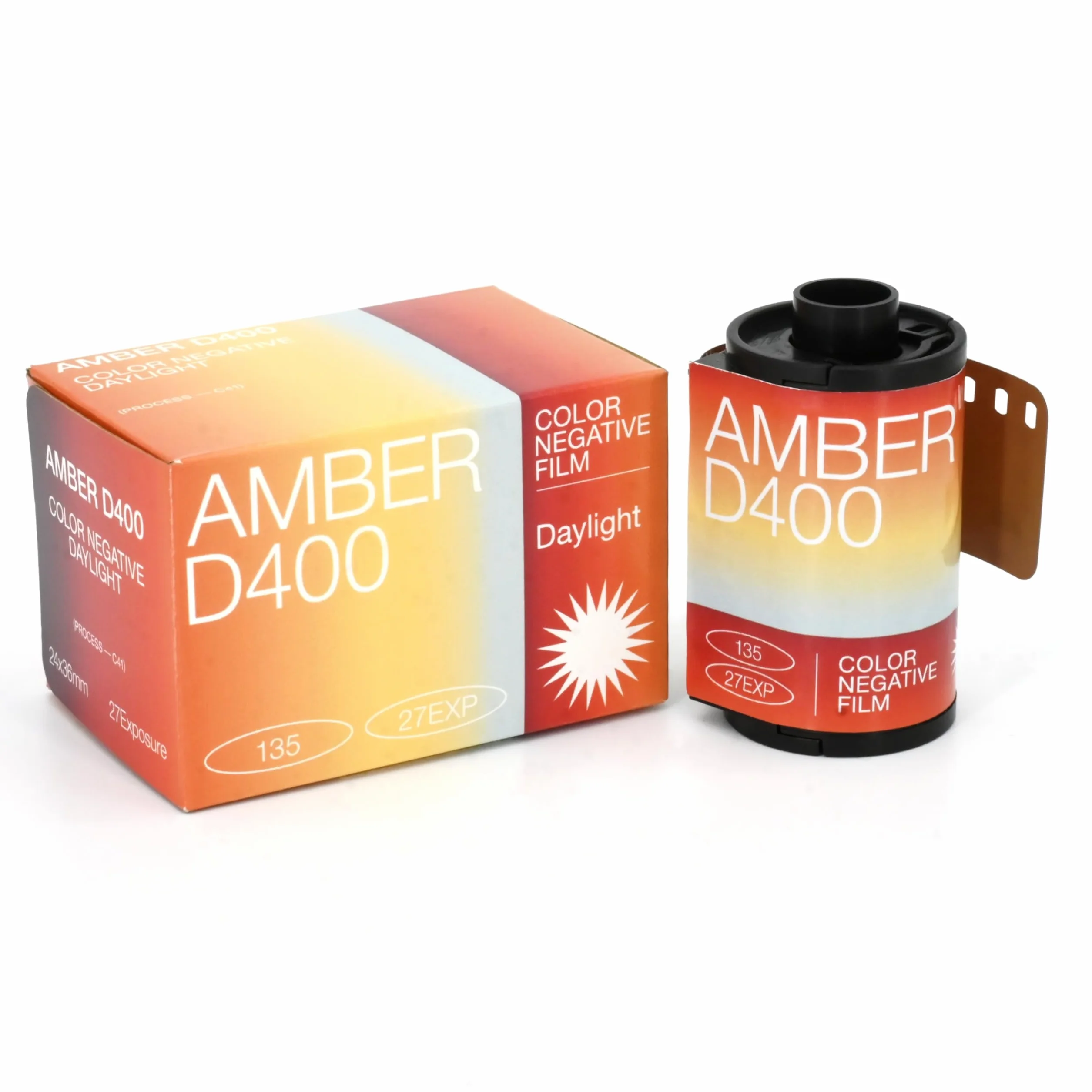 RETO Amber D400 Pellicola cinematografica negativa a colori da 35 mm, 27 esposizioni, ISO400, 135, Cinematografica, Stile cinematografico, Processo C41