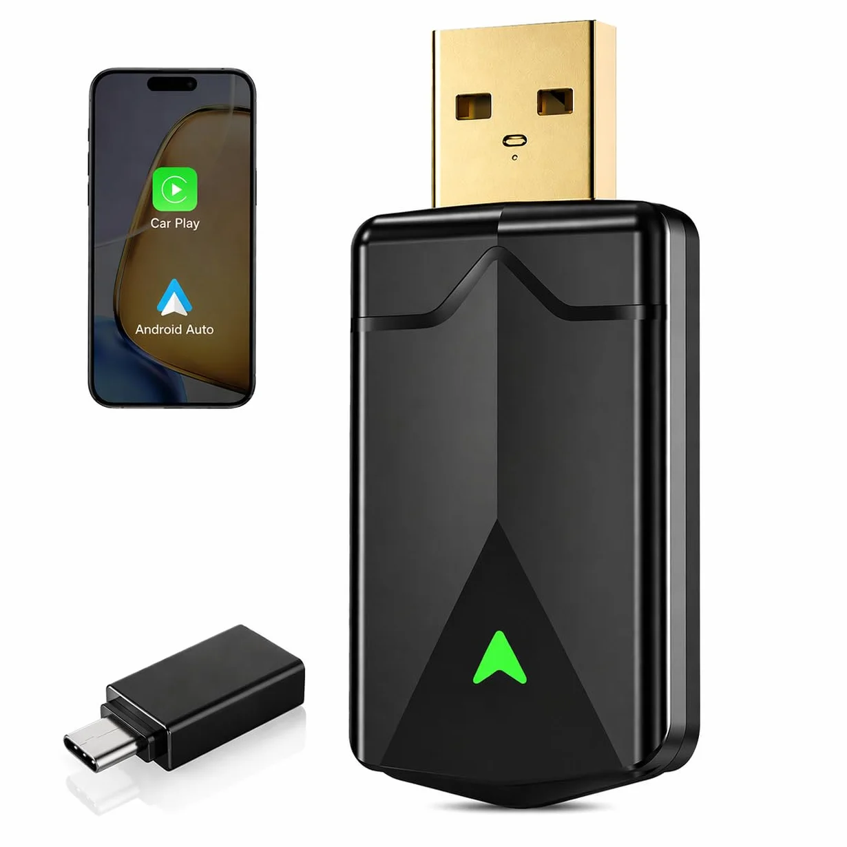 Adattatore CarPlay Wireless – Adattatore Android Auto Wireless, Wi-Fi 5,8GHz Plug & Play, Mini e Stabile, iOS 10+/Android 10+, Connessione Automatica Rapida per Auto dal 2016 in poi (1Pezzi)