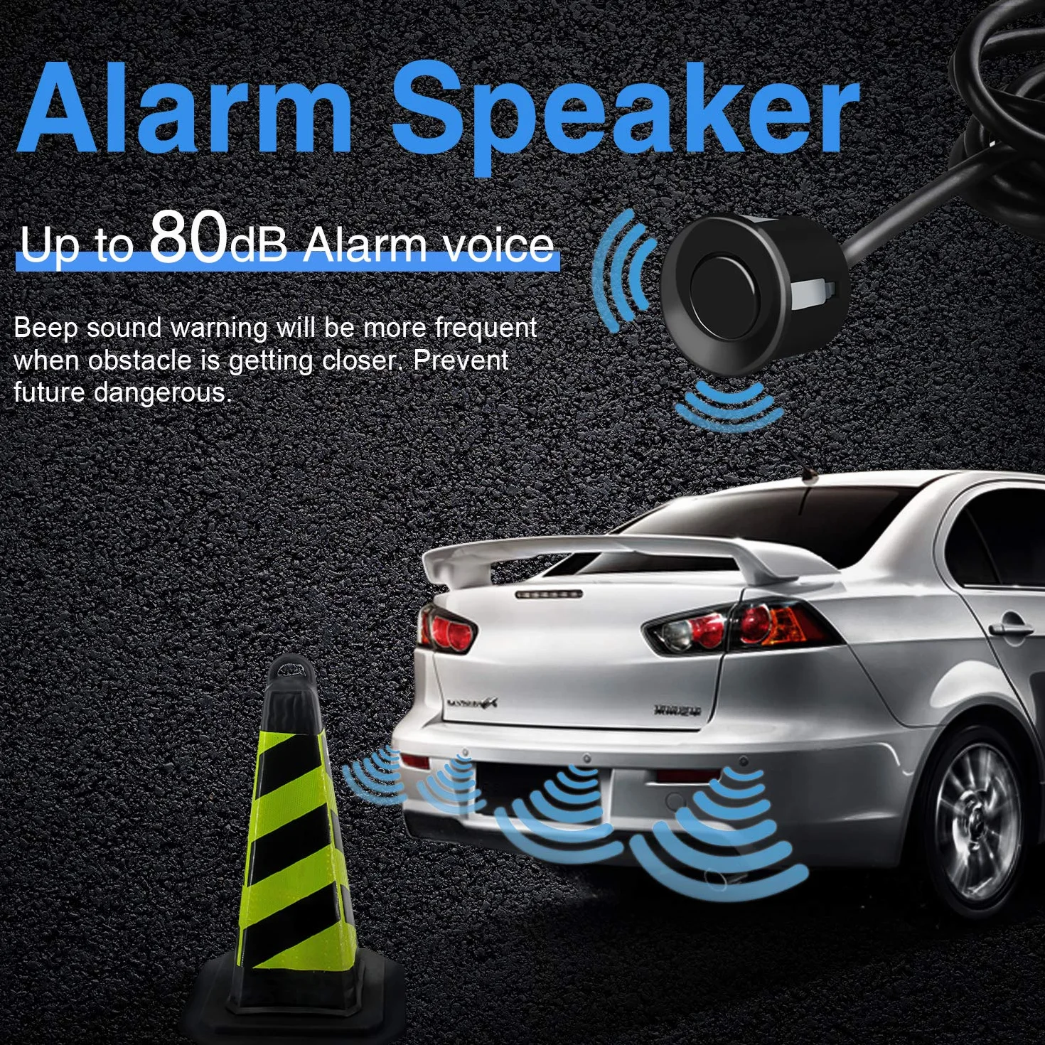 Aolead Sensori Parcheggio Auto Kit 4 Sensori Radar (Nero)