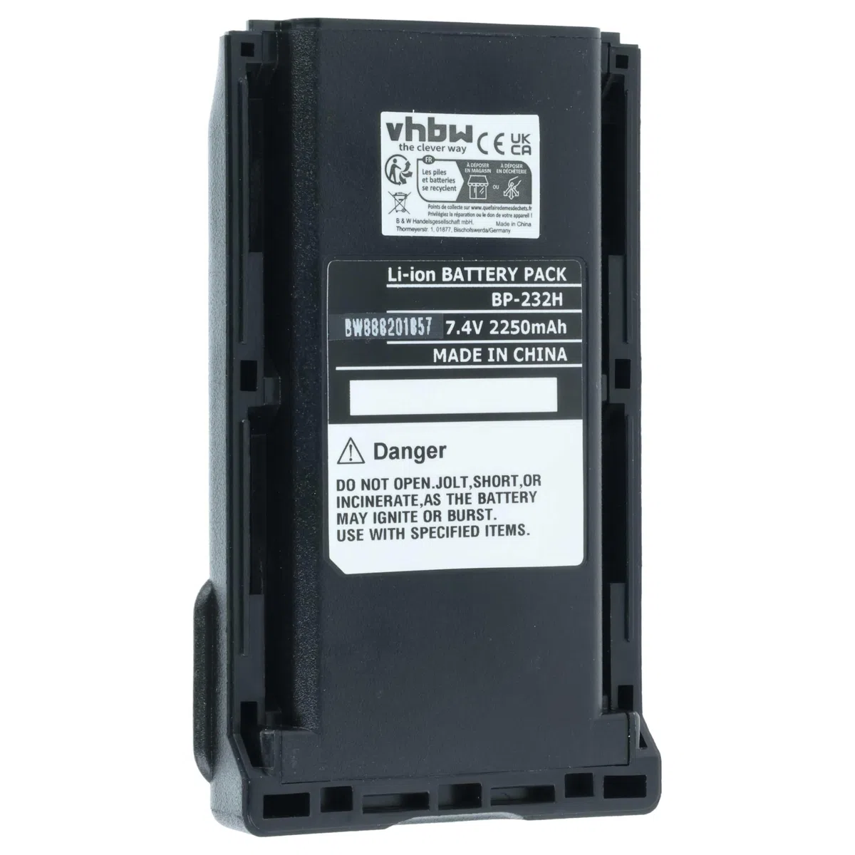 vhbw batteria sostituisce Icom BP-232LI, BP-232N, BP-232WP per radio (2250mAh, 7,2V, Li-Ion)