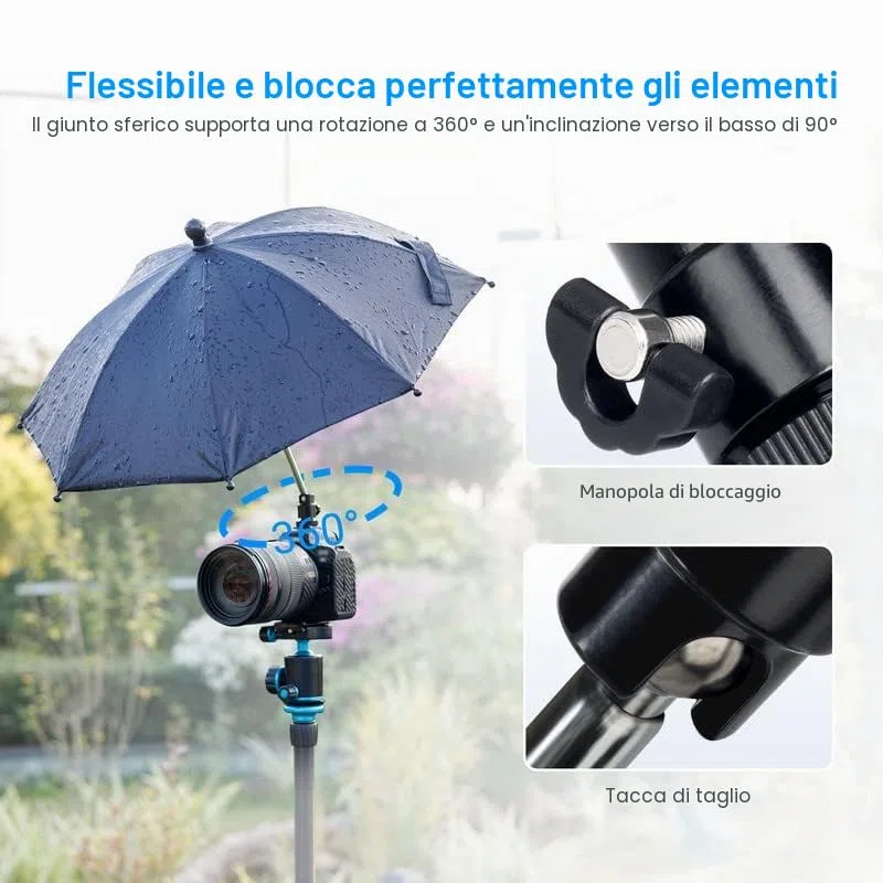 JJC Ombrello per fotocamera Hot Shoe Parasole Copertura per pioggia portatile resistente alle intemperie per proteggere la fotocamera dalla pioggia e dalla luce del sole (Dia. 19.7 ''/ 50cm)